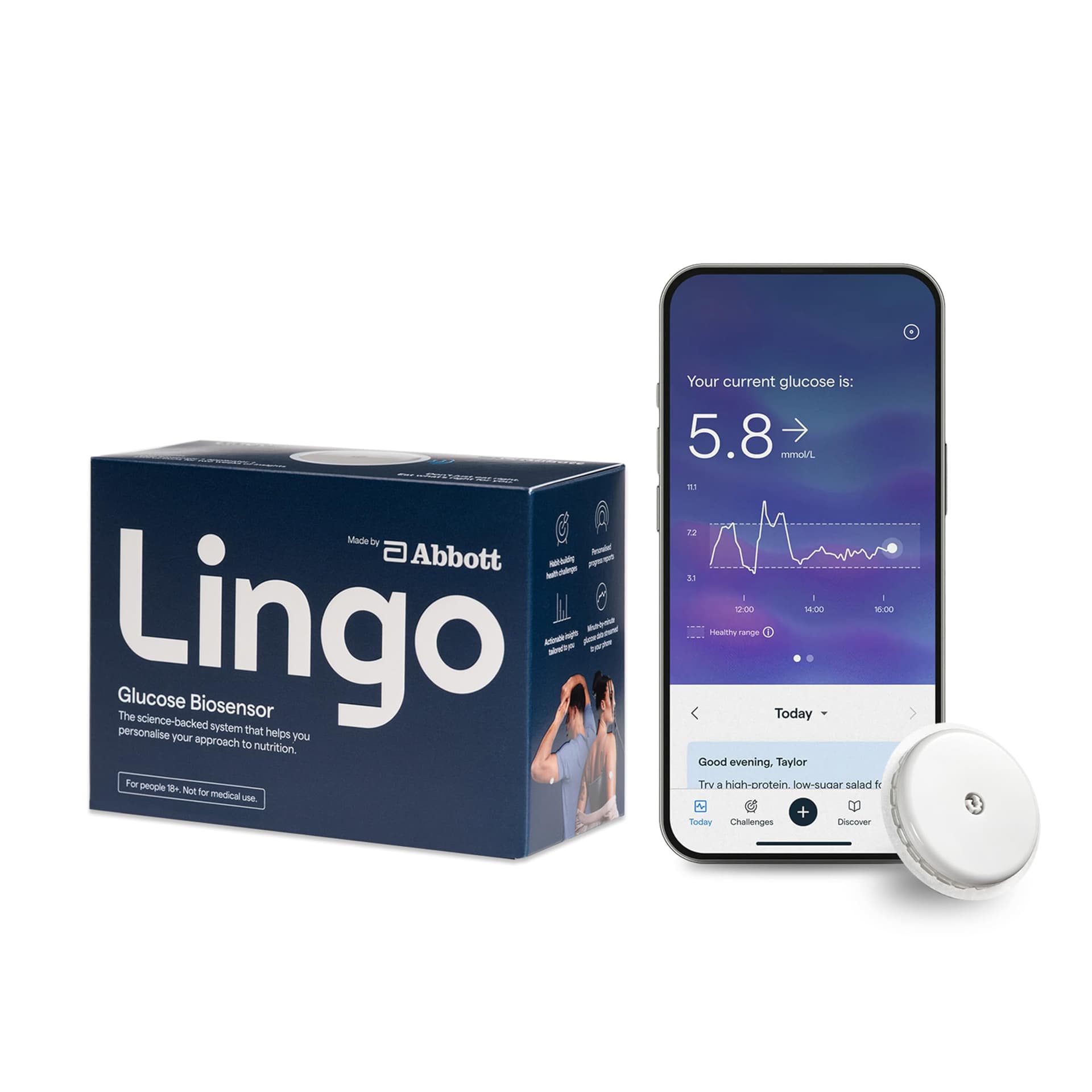 Lingo Lingo Continuous Glucose Monitor (CGM) Biosensor & App.