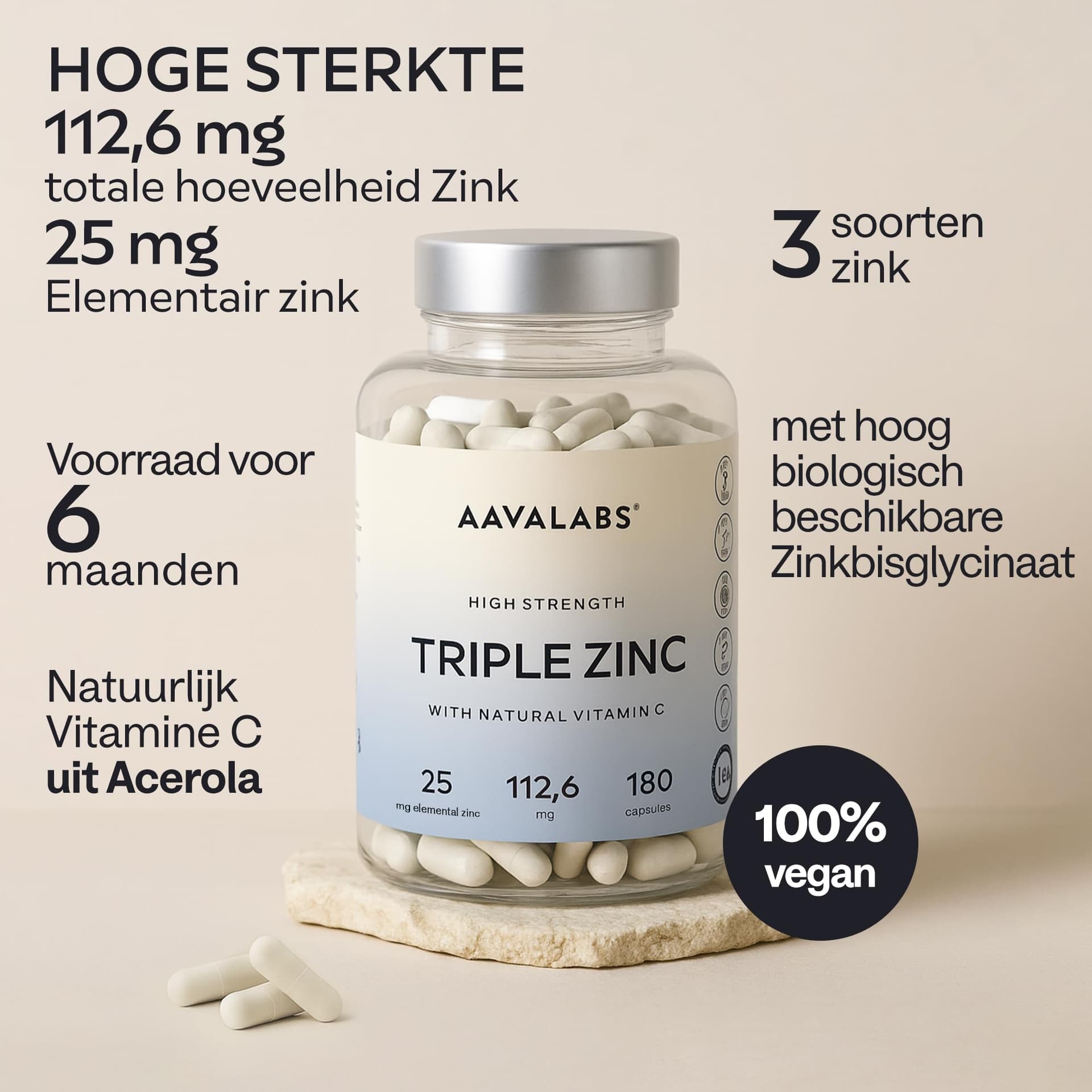 AAVALABS ® Drievoudig Zink - Hooggedoseerd - 25mg – Bild 2