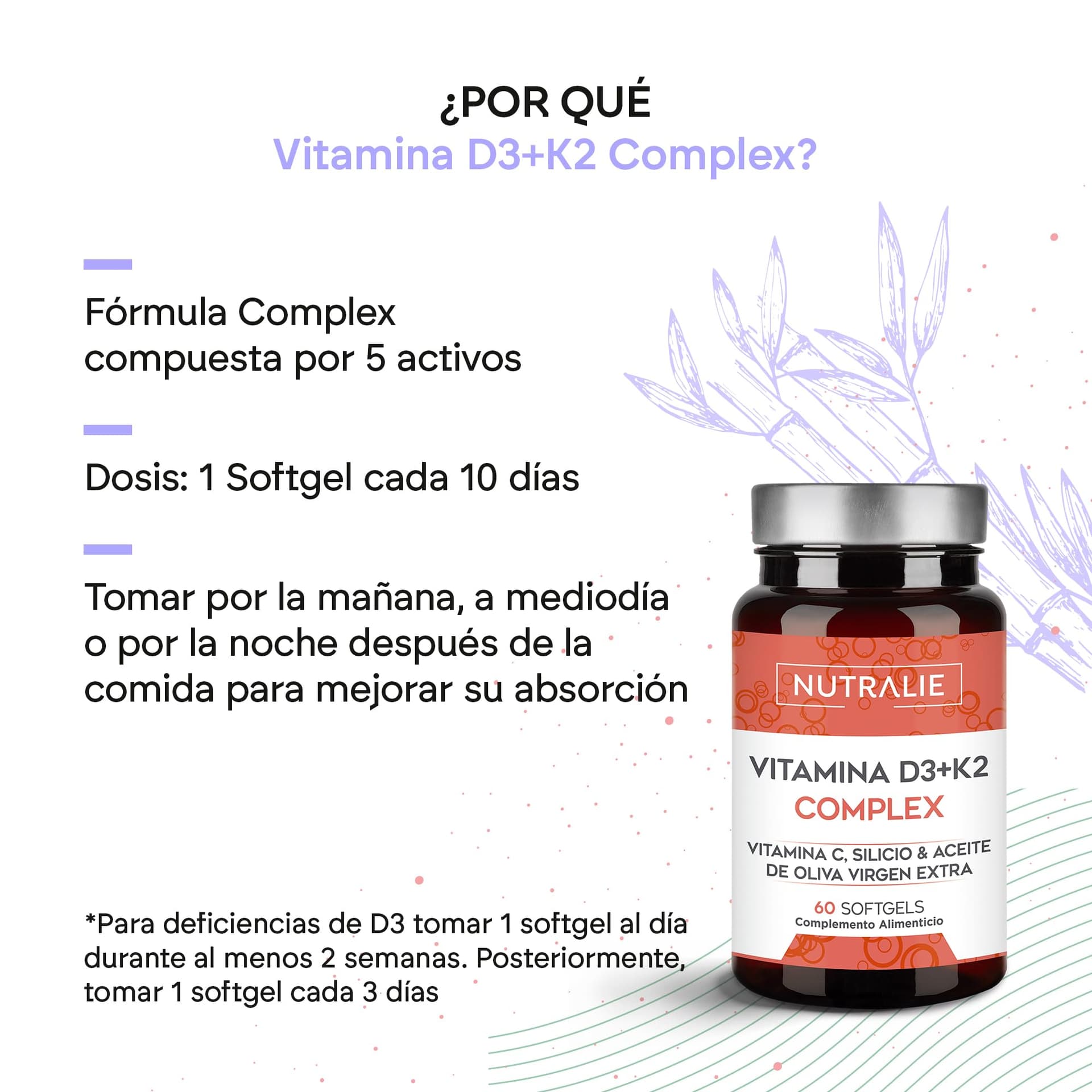 NUTRALIE Vitamine D3 et K2 10000 UI – Bild 3