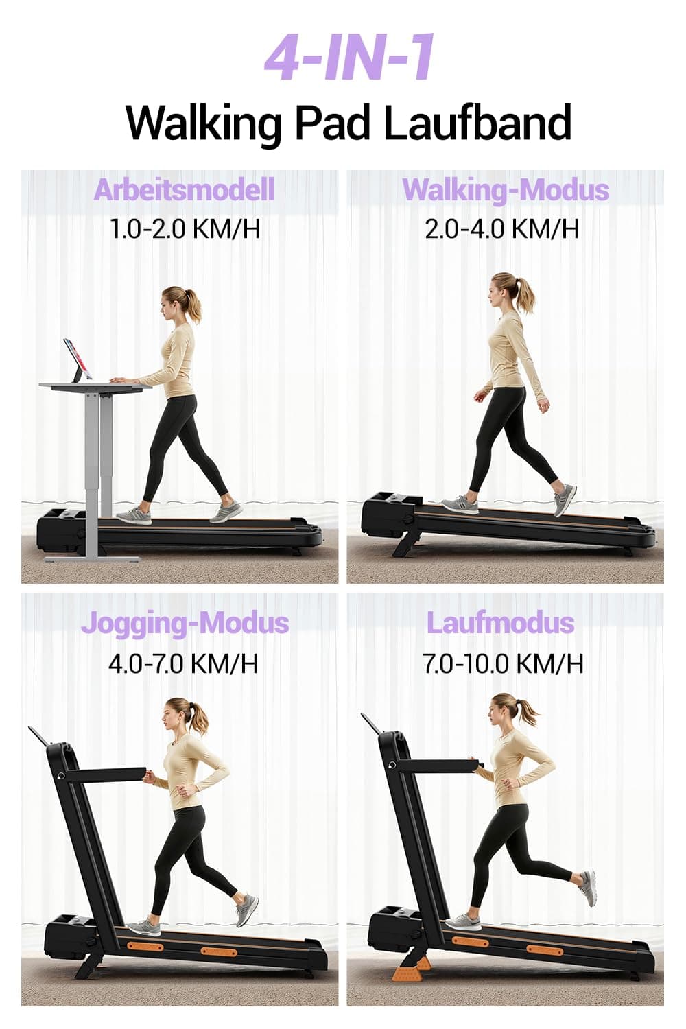 LONTEK Walking Pad Klappbar mit Steigung 10KM/H – Bild 3