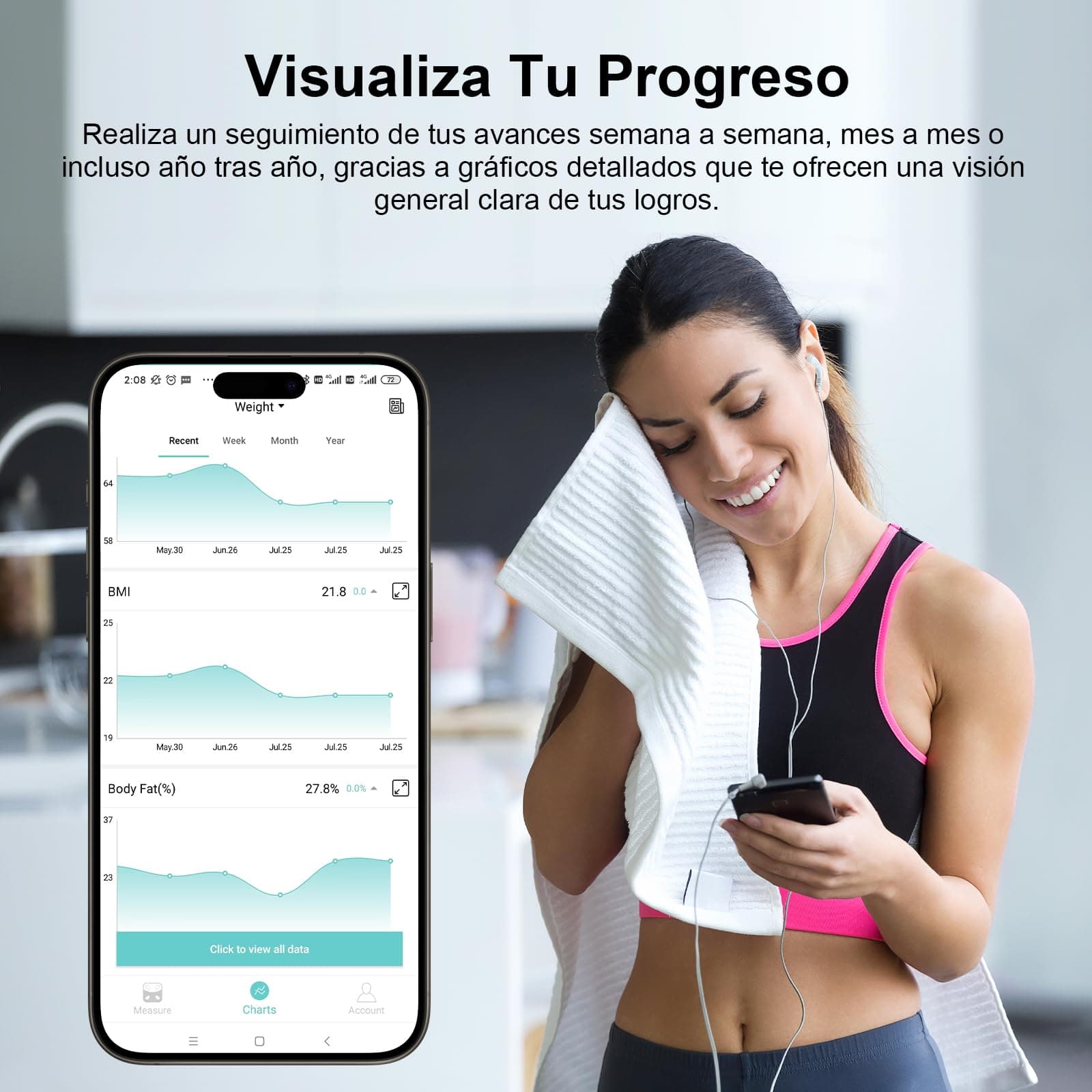 Healthkeep Pèse Personne Impédancemètre Balance Connectée avec 8 – Bild 5