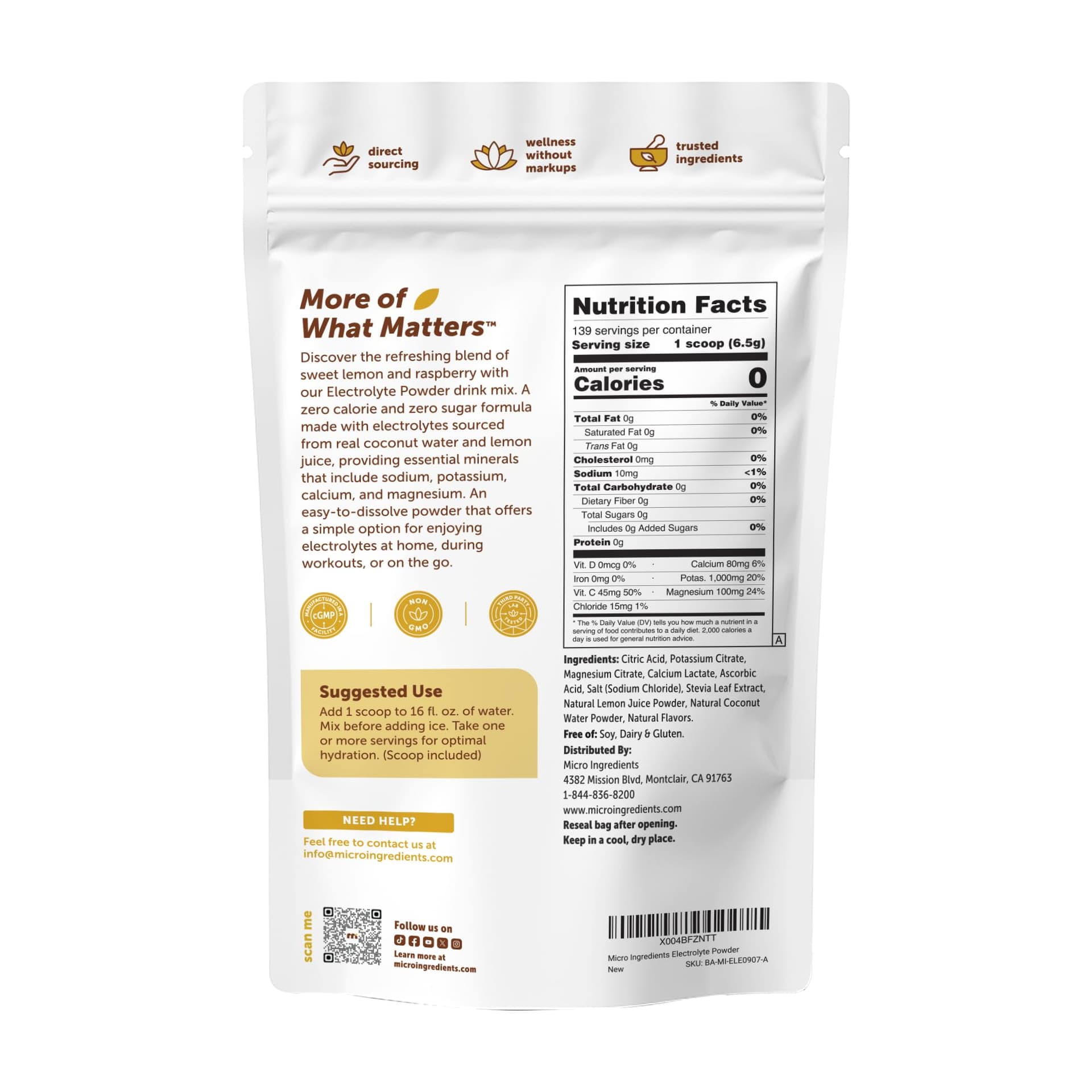 Micro Ingredients Electrolyte Powder, 2 lbs – Bild 7
