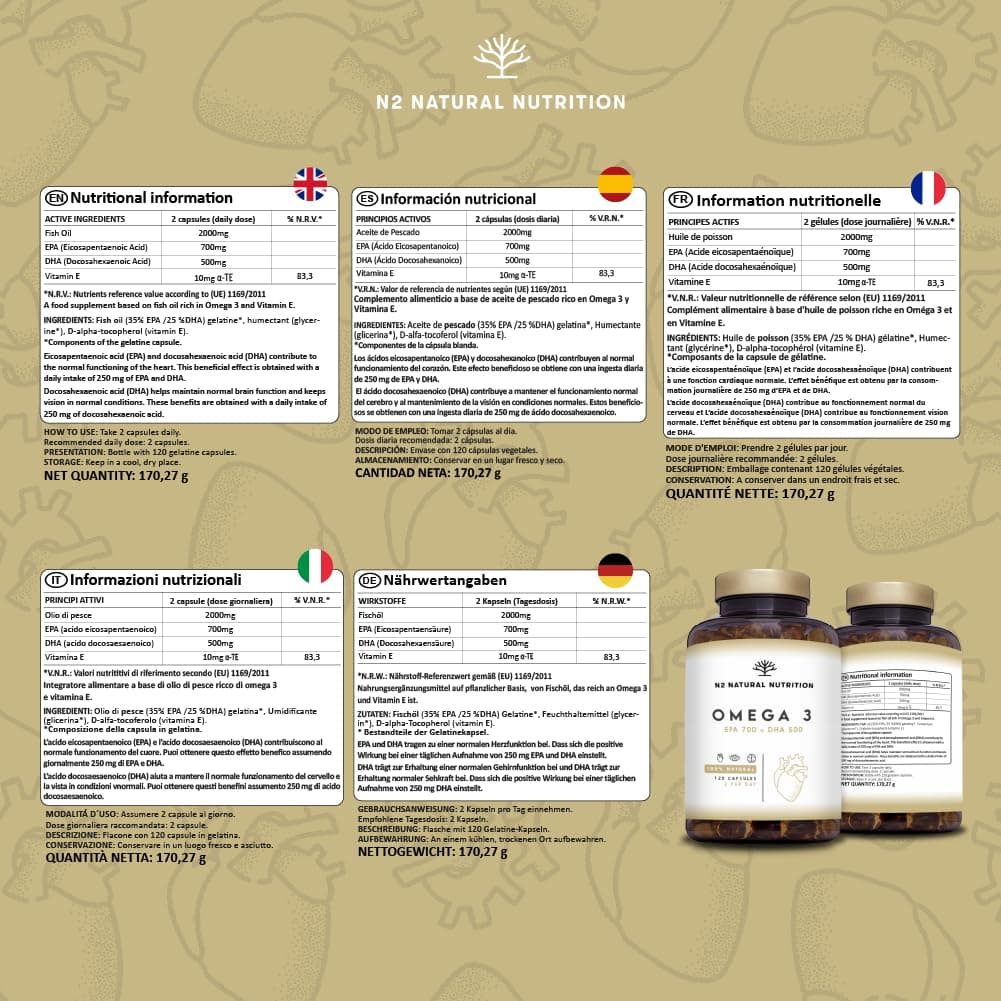 N2 Natural Nutrition Omega 3 Olio di Pesce 2000 mg – Bild 8