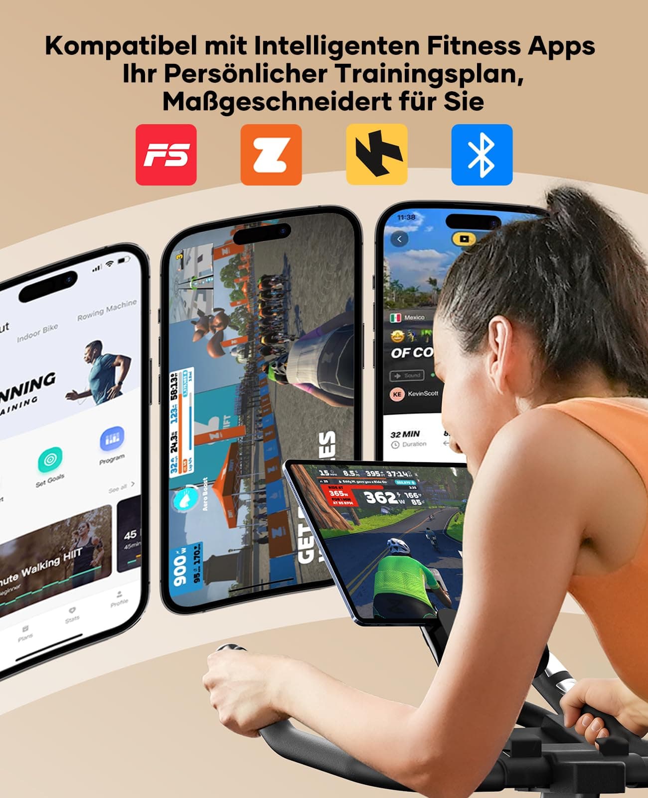 Toputure Neu Toputure Heimtrainer Fahrrad mit Pulsmessung und APP – Bild 2