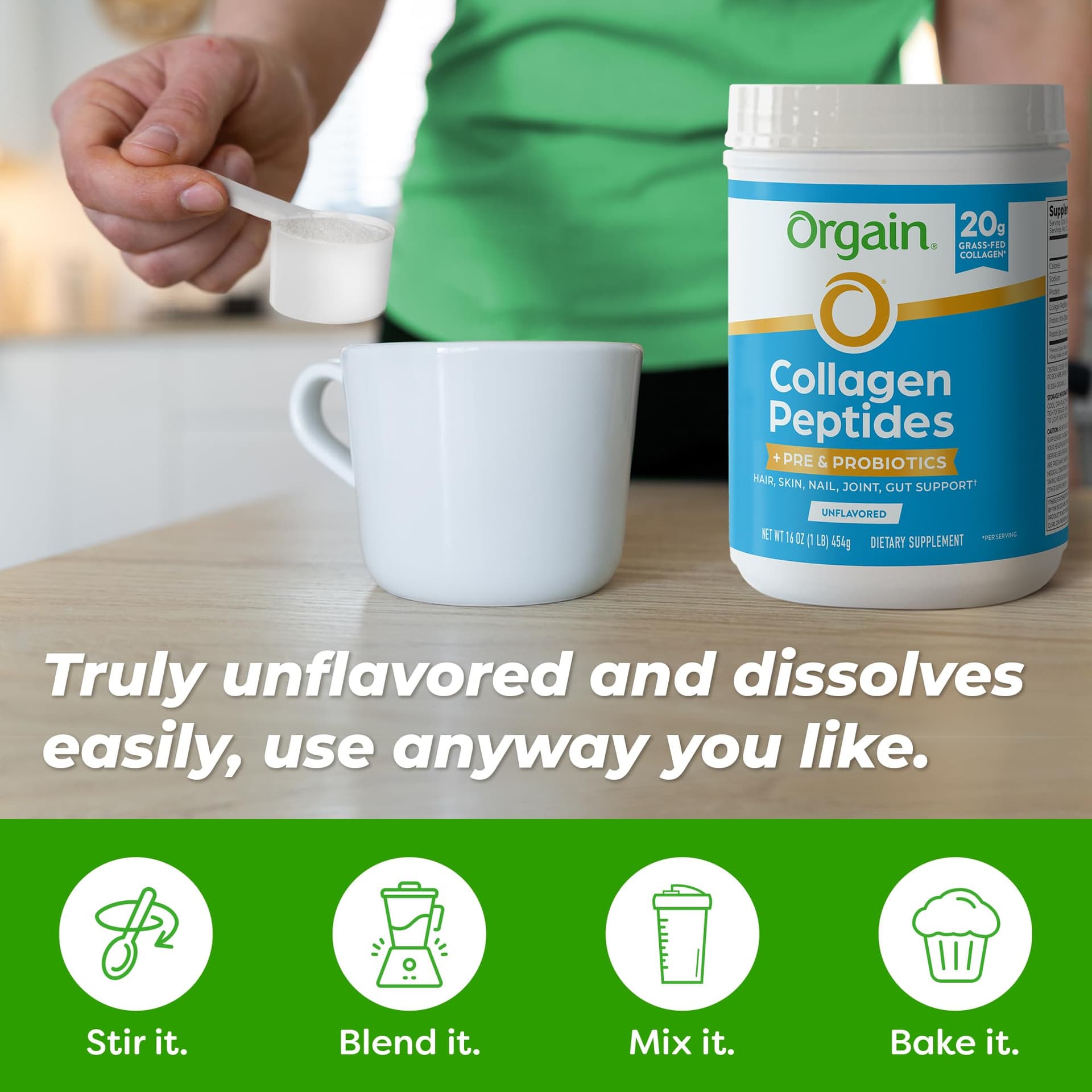 Orgain Hydrolyzed Collagen Peptides + Prebiotic & Probiotics Powder for Women & Men, 20g – Bild 8
