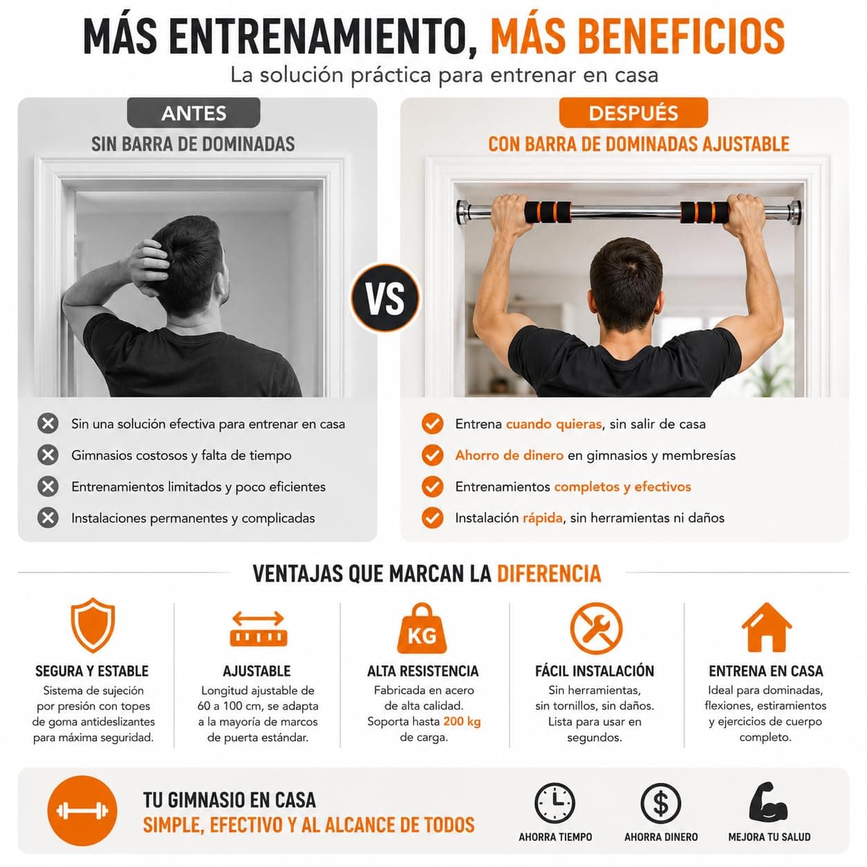 CABLEPELADO Barra dominadas para entrenamiento de fuerza – Bild 7