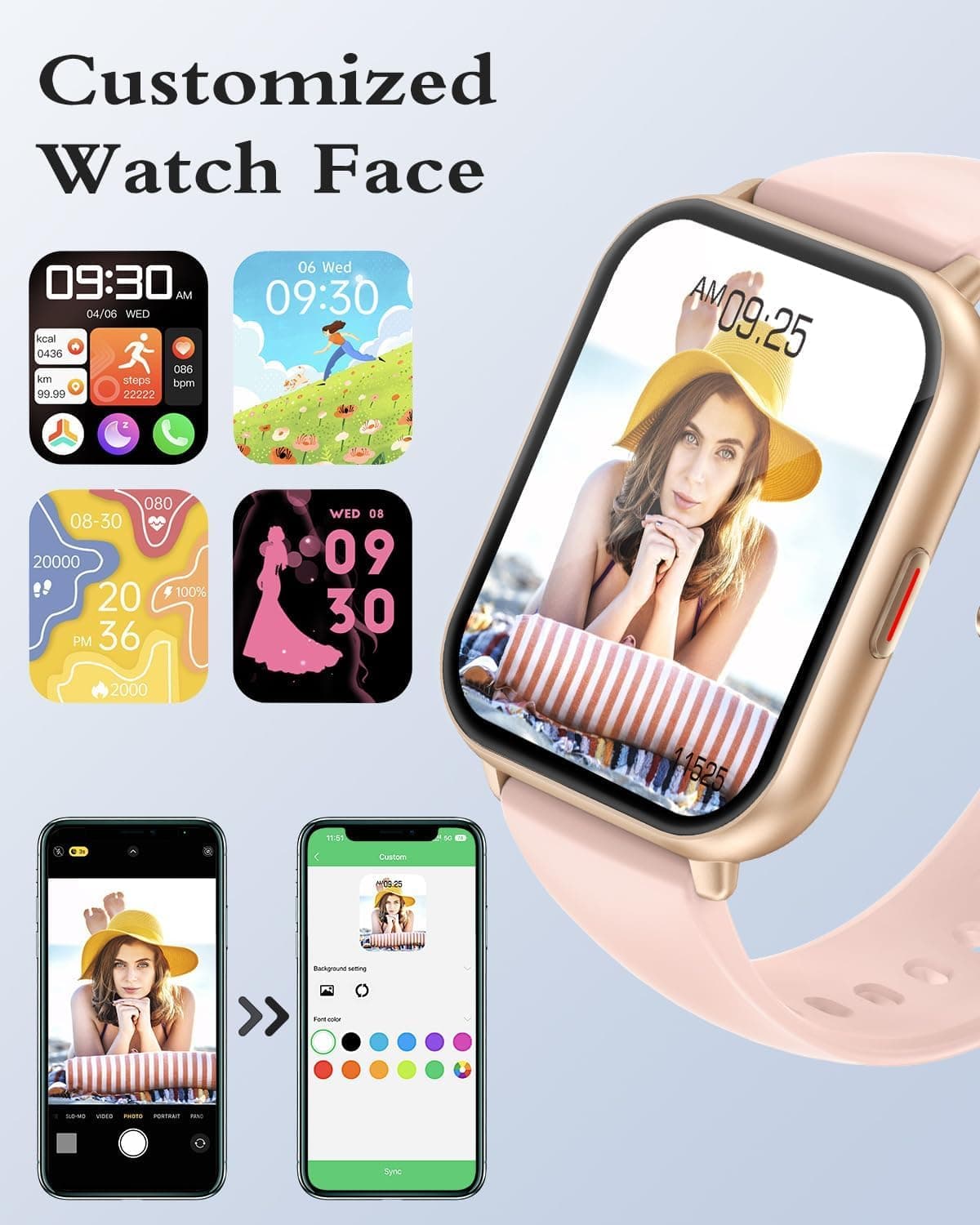 RUIMEN Montre Connectée Femme Appel Bluetooth Lecteur de – Bild 5