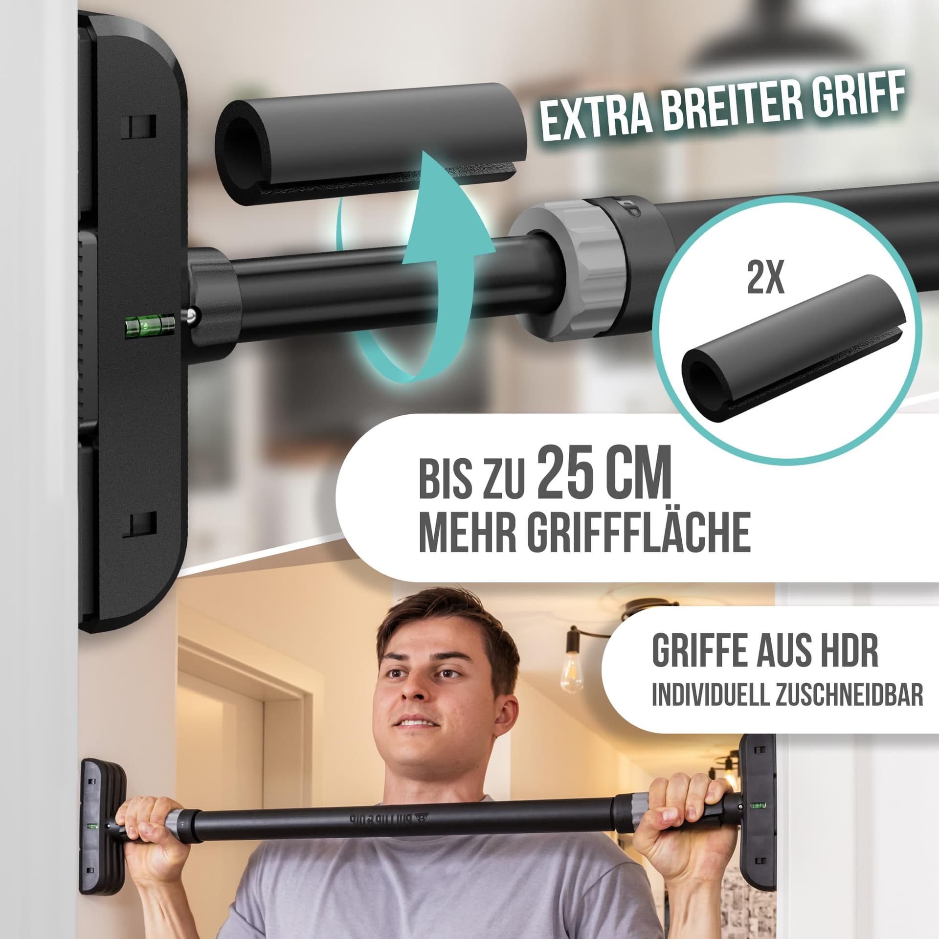 PULLUP & DIP Klimmzugstange für Türrahmen zum Einhängen – Bild 2