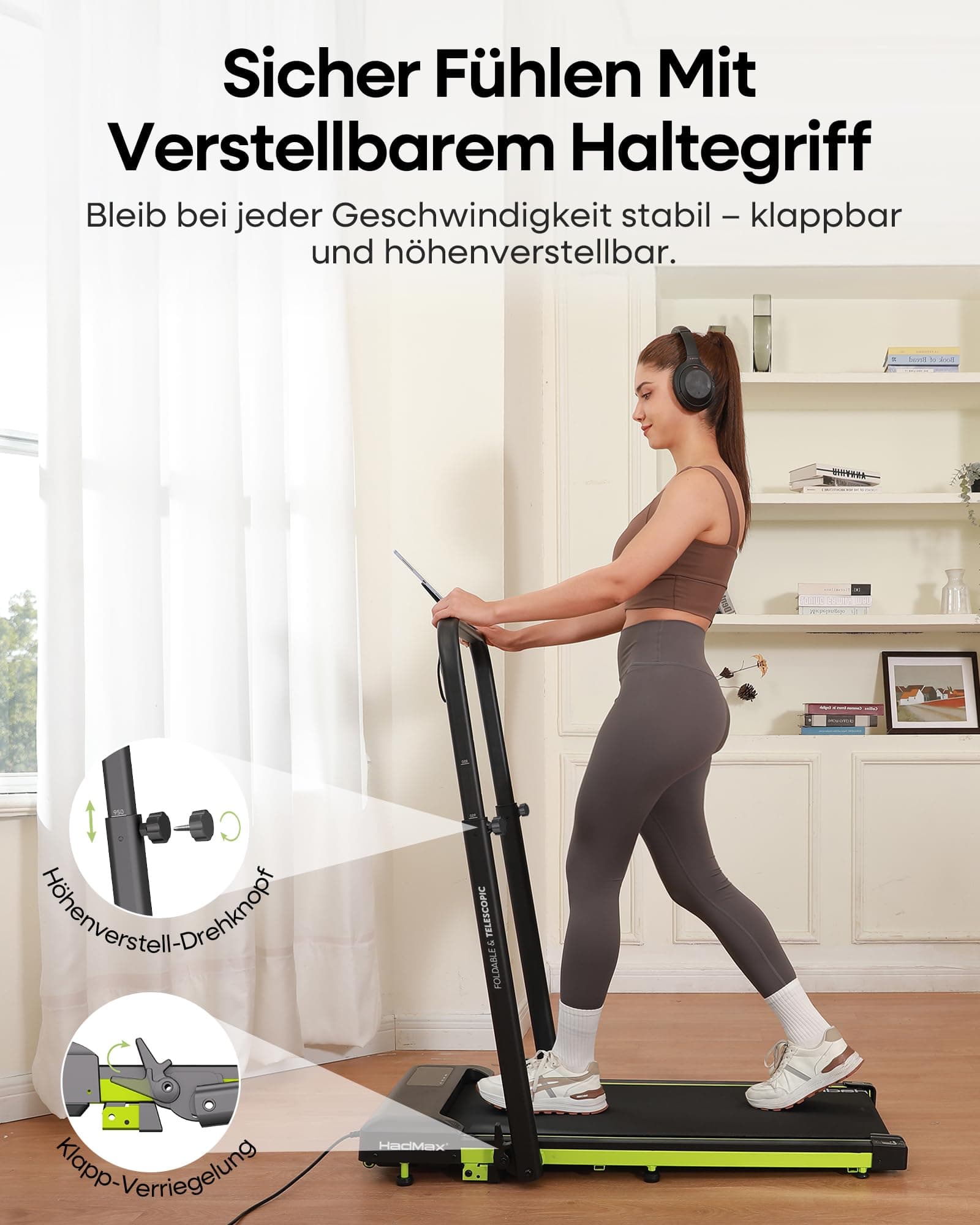 HADMAX Walking Pad mit 10% Steigung 3,0 HP Laufband für – Bild 2