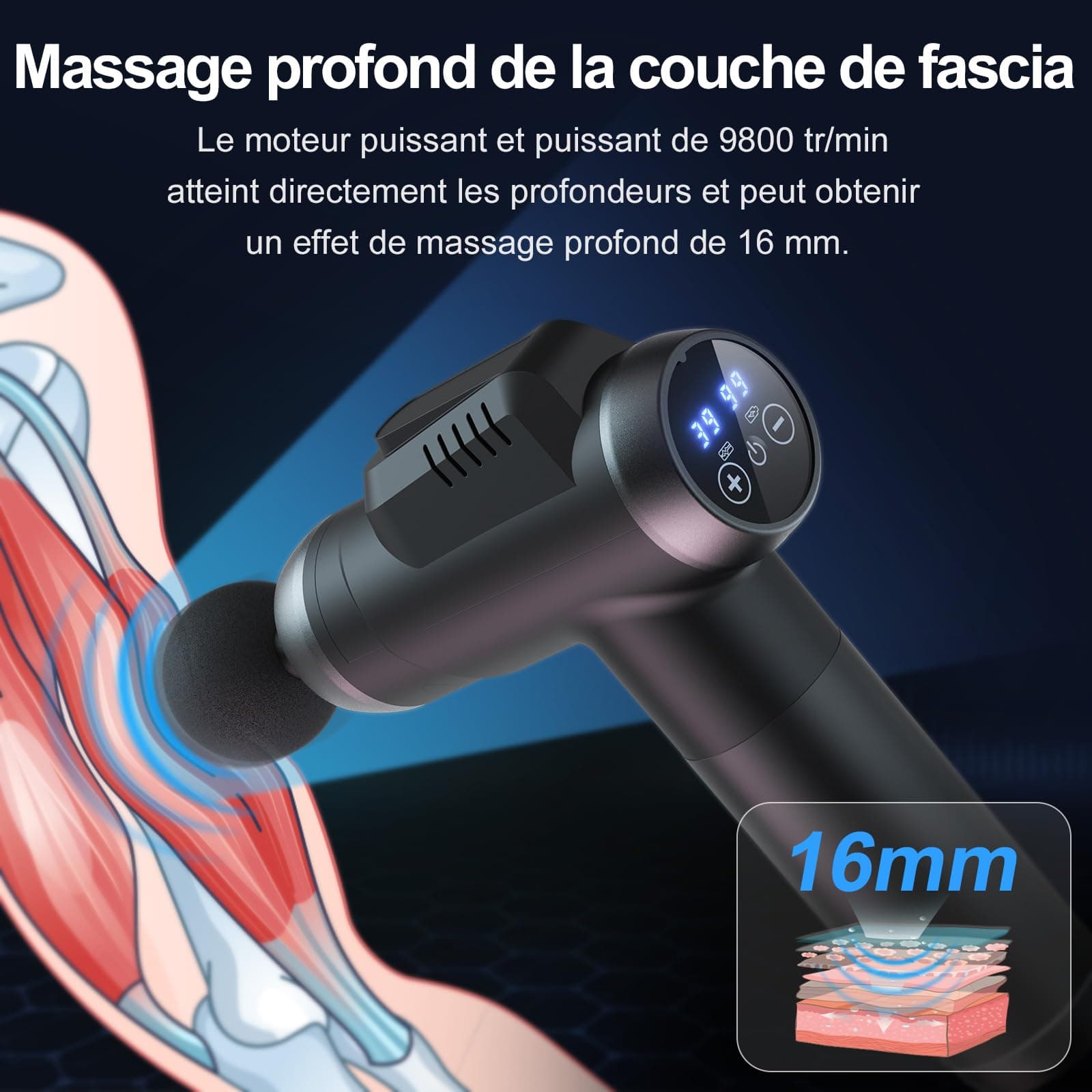 Timiyou Pistola Massaggio Muscolare Professionale con 99 Velocità – Bild 3