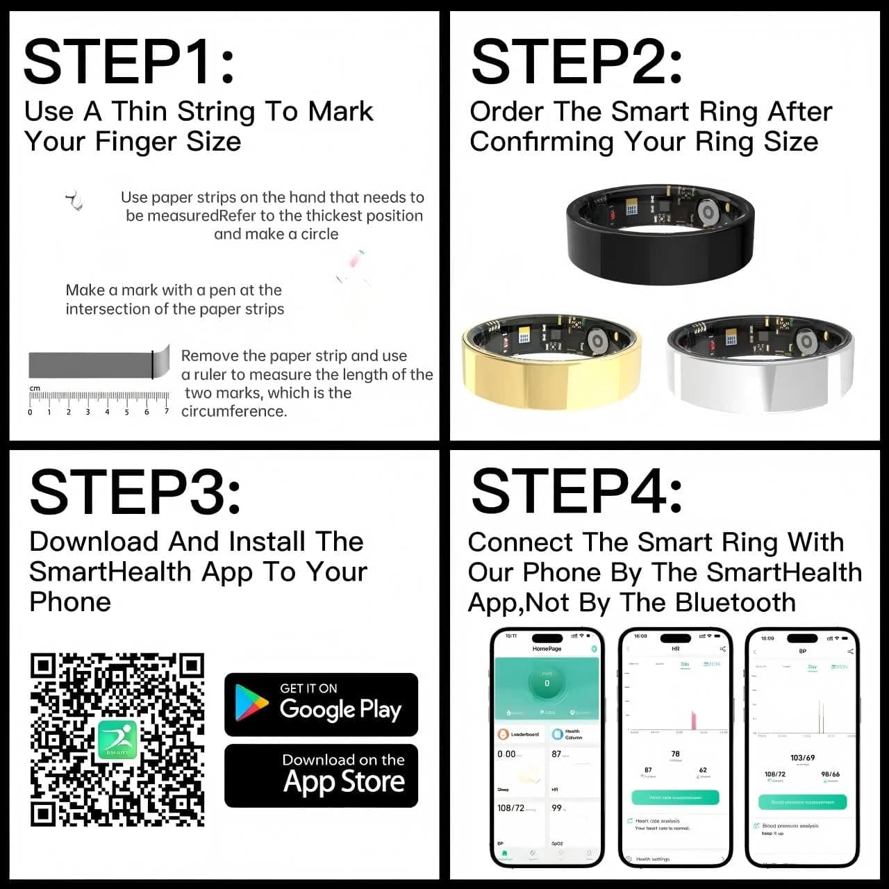 BohoJoc Smart Ring for Women Men,Fitness Tracker Ring with – Bild 8