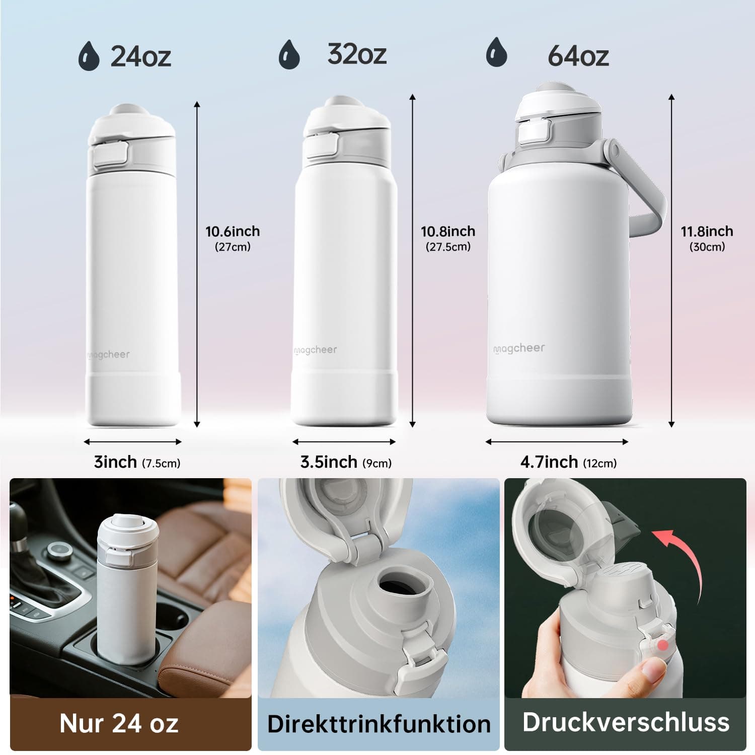 magcheer Trinkflasche mit Handyhalterung 750ml – Bild 2