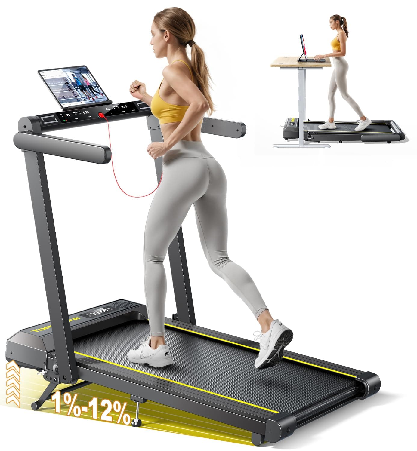 Toputure Folding Treadmill with 12% Incline