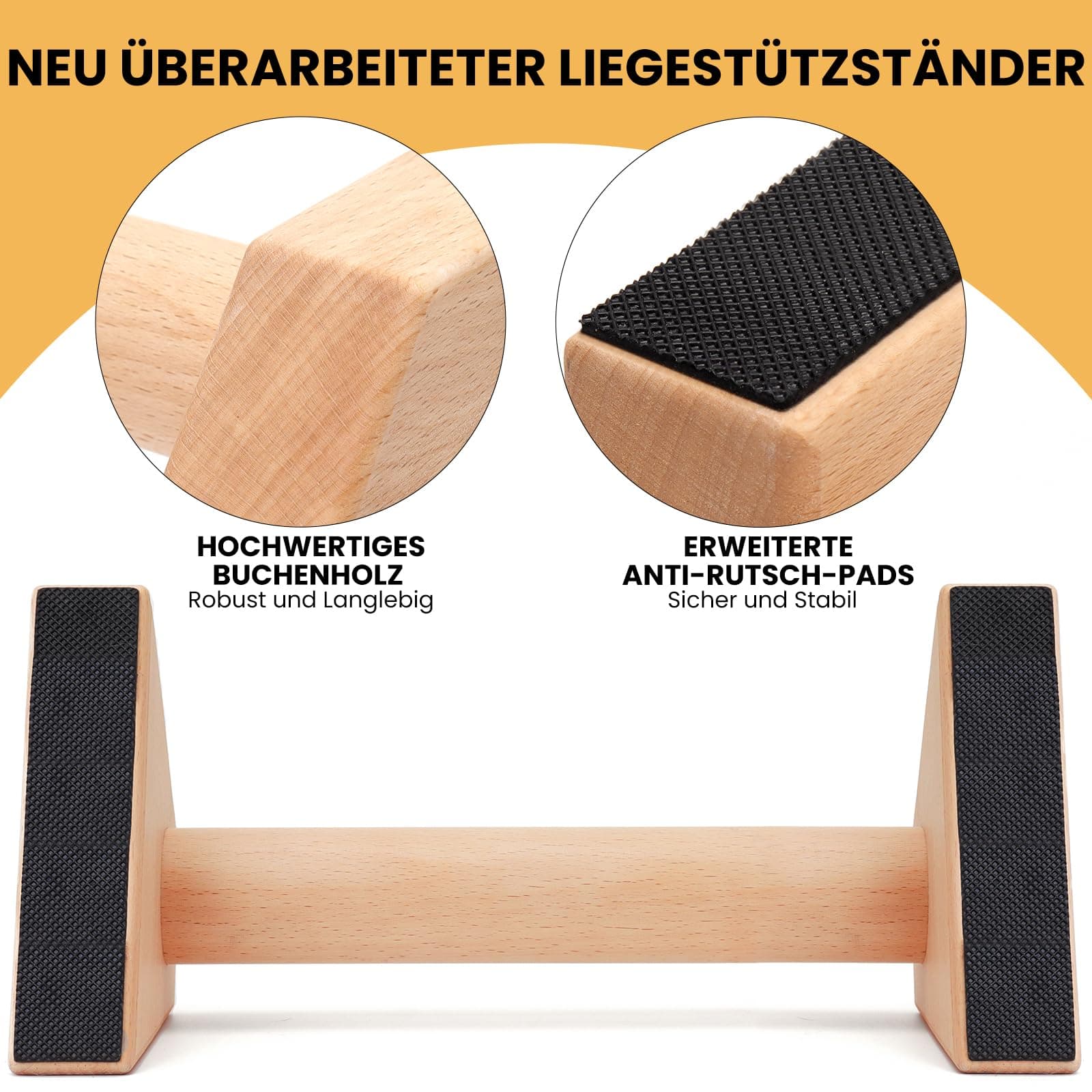 Dylixir Liegestützgriffe 2 Push Up Bars Holz Parallettes – Bild 6