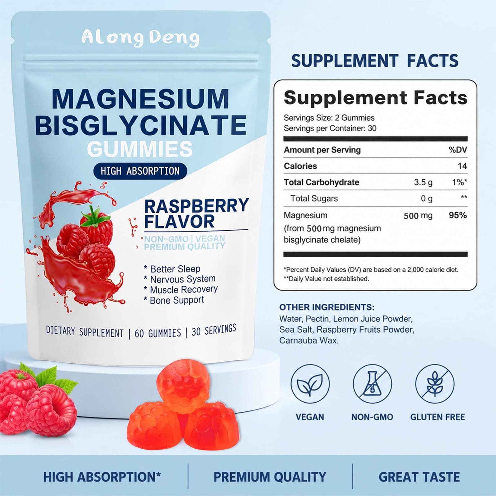 ALongDeng Magnesium Bisglycinate Gummies, with 500mg – Bild 8