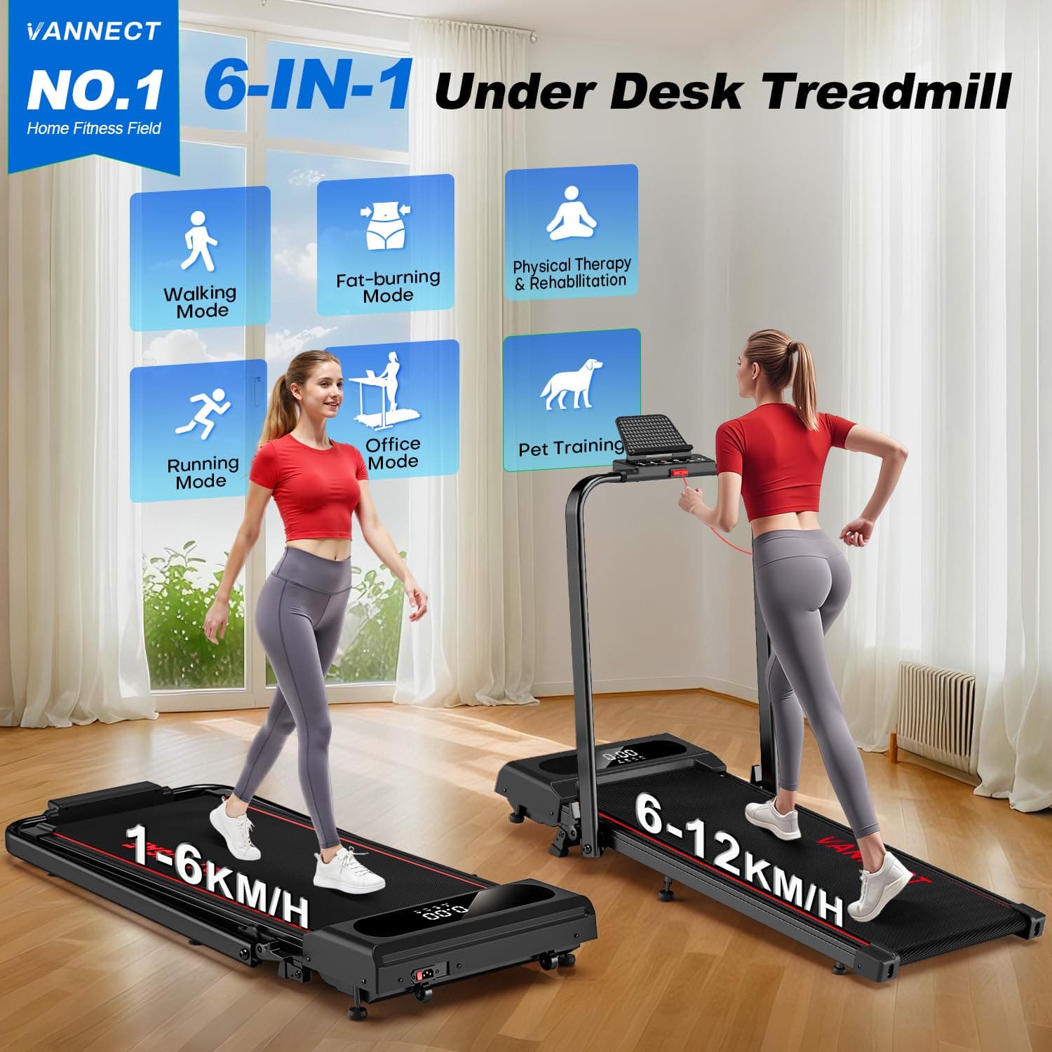 vannect 6 in 1 Folding Treadmill with 1-12KM/H – Bild 2