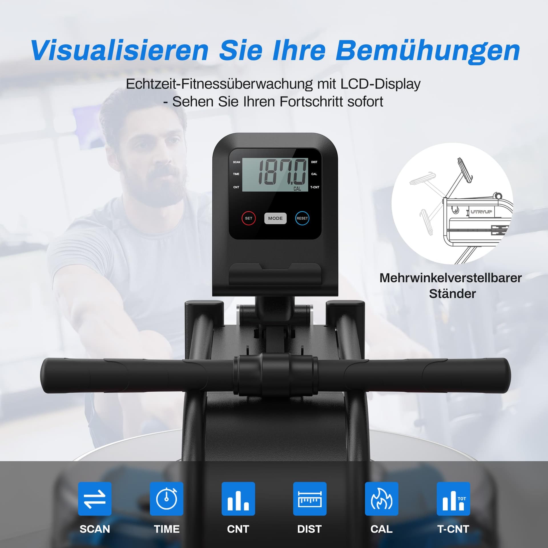 MERACH Wasserrudergerät für Zuhause, Rudergerät mit 15L – Bild 5