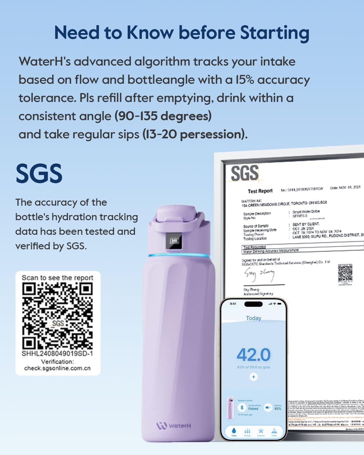WATERH Boost Smart-Wasserflasche mit Erinnerung an Wasser – Bild 7