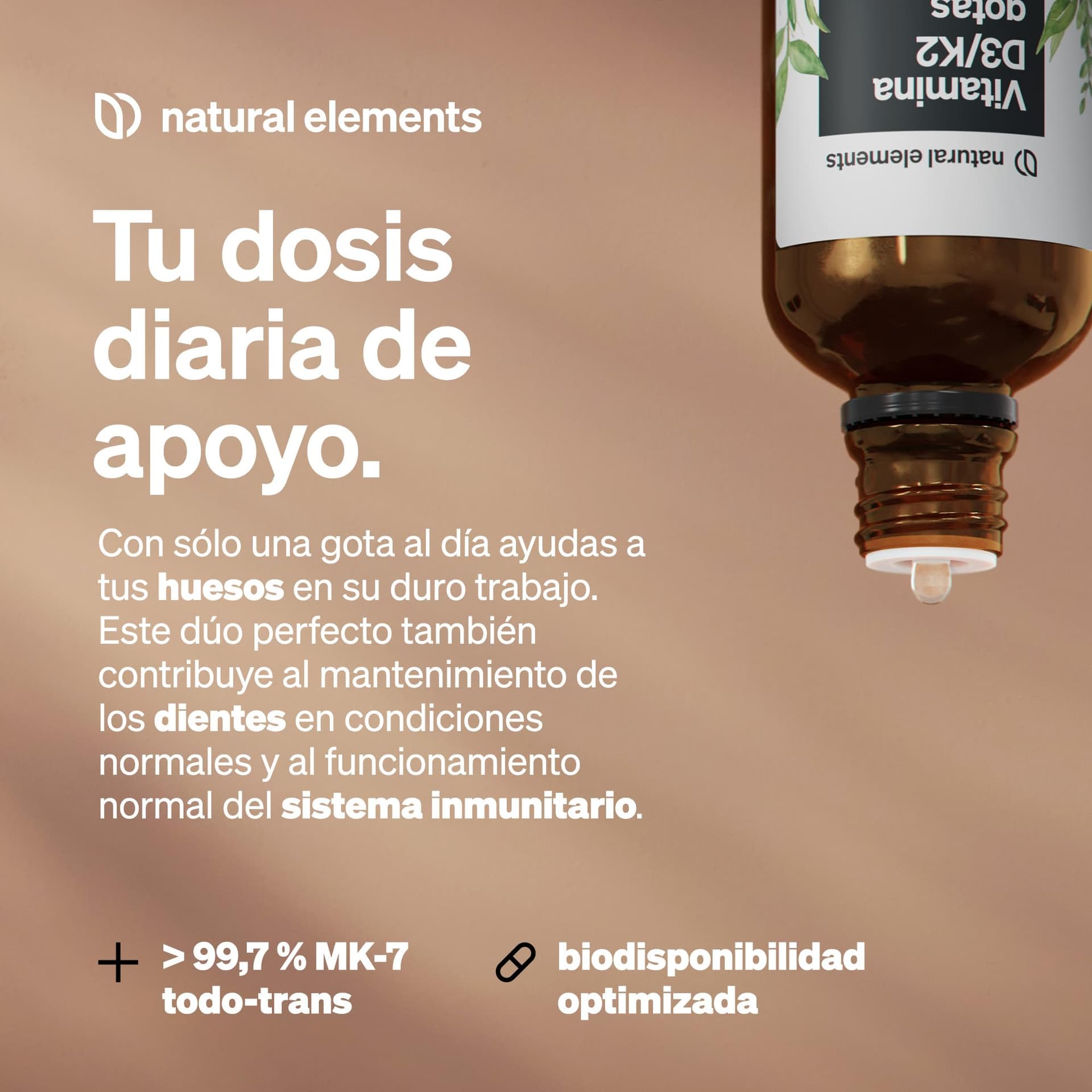 Natural Elements Vitamin D3 + K2 Tropfen 50ml – Bild 3