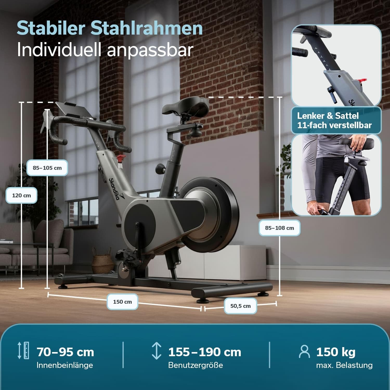 Skandika Spinning Bike Indoor Kliva 500-S – Bild 7