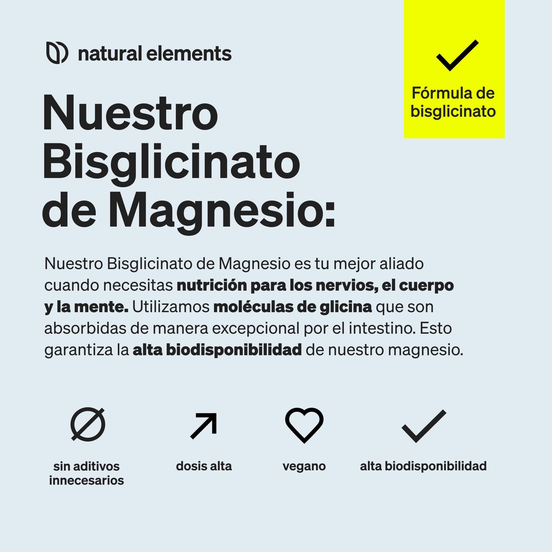 Natural Elements Magnésium Bisglycinate – 300 mg de magnésium élémentaire/dose journalière – 180 g – Bild 3