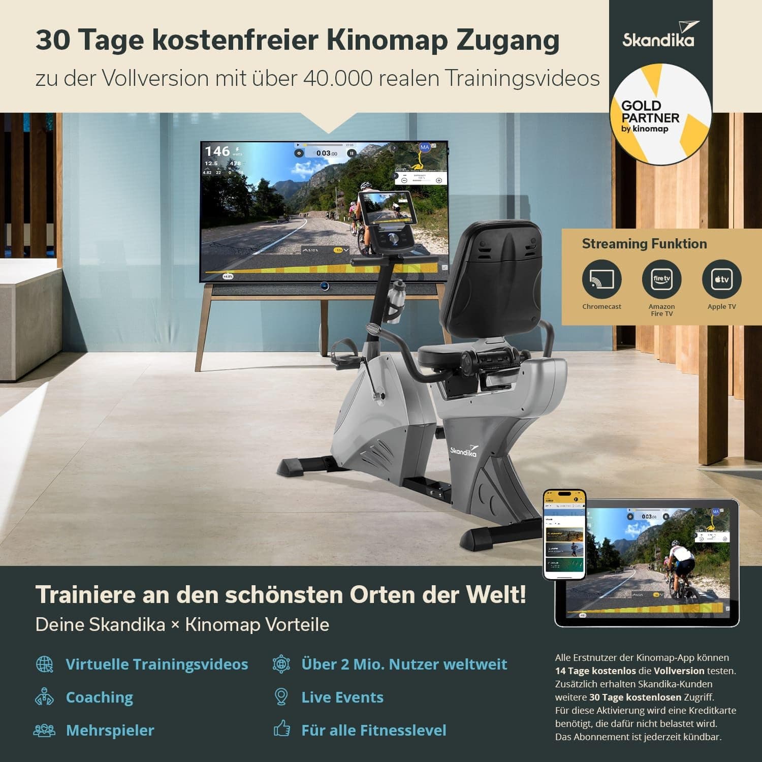 Skandika Liegeergometer Centaurus | Liege-Ergometer mit Trainingscomputer, 13kg – Bild 4