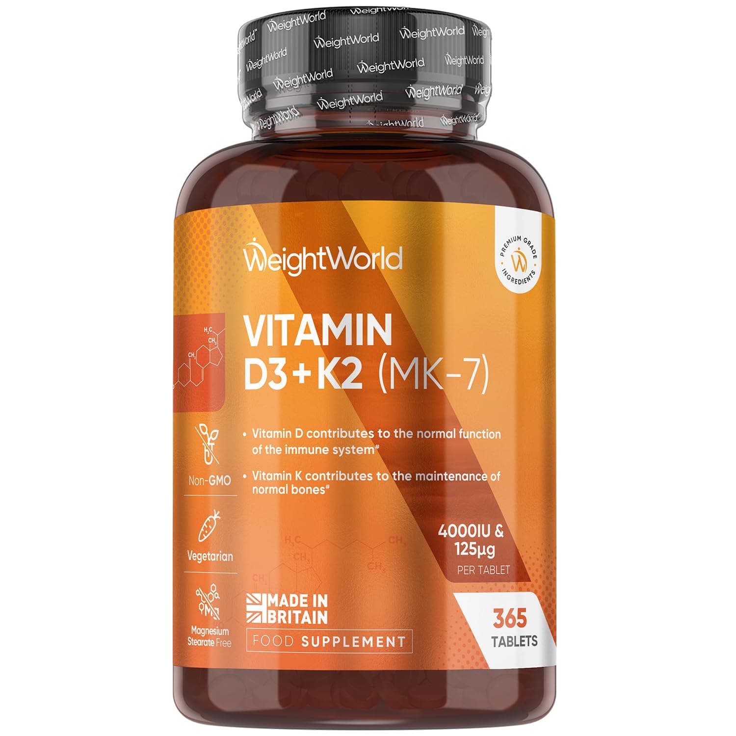 WeightWorld Vitamin D3 4000IU & K2 125μg (MK7)