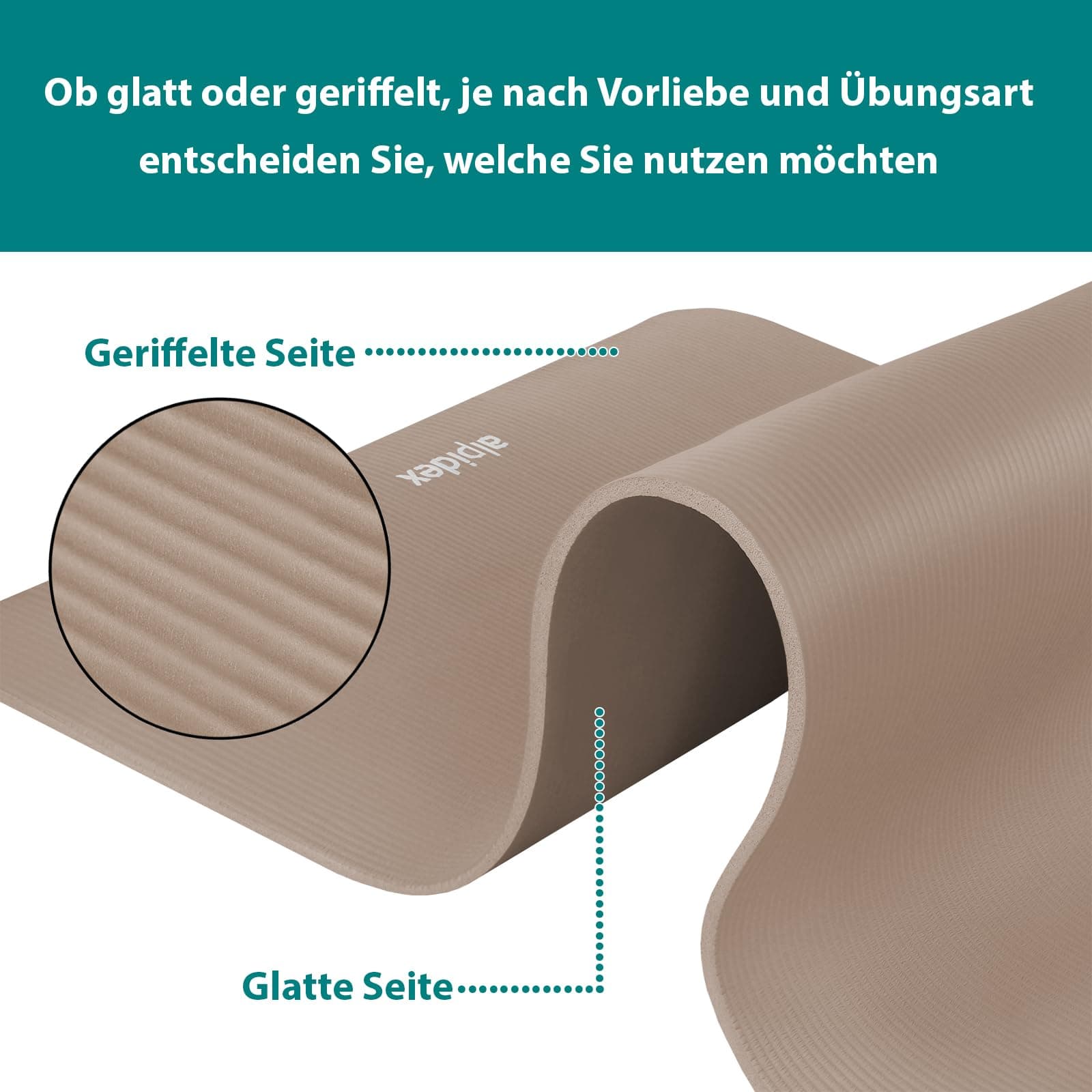 ALPIDEX Yogamatte 183 x 60 x 0.8 cm Phthalatfreie Fitness – Bild 3