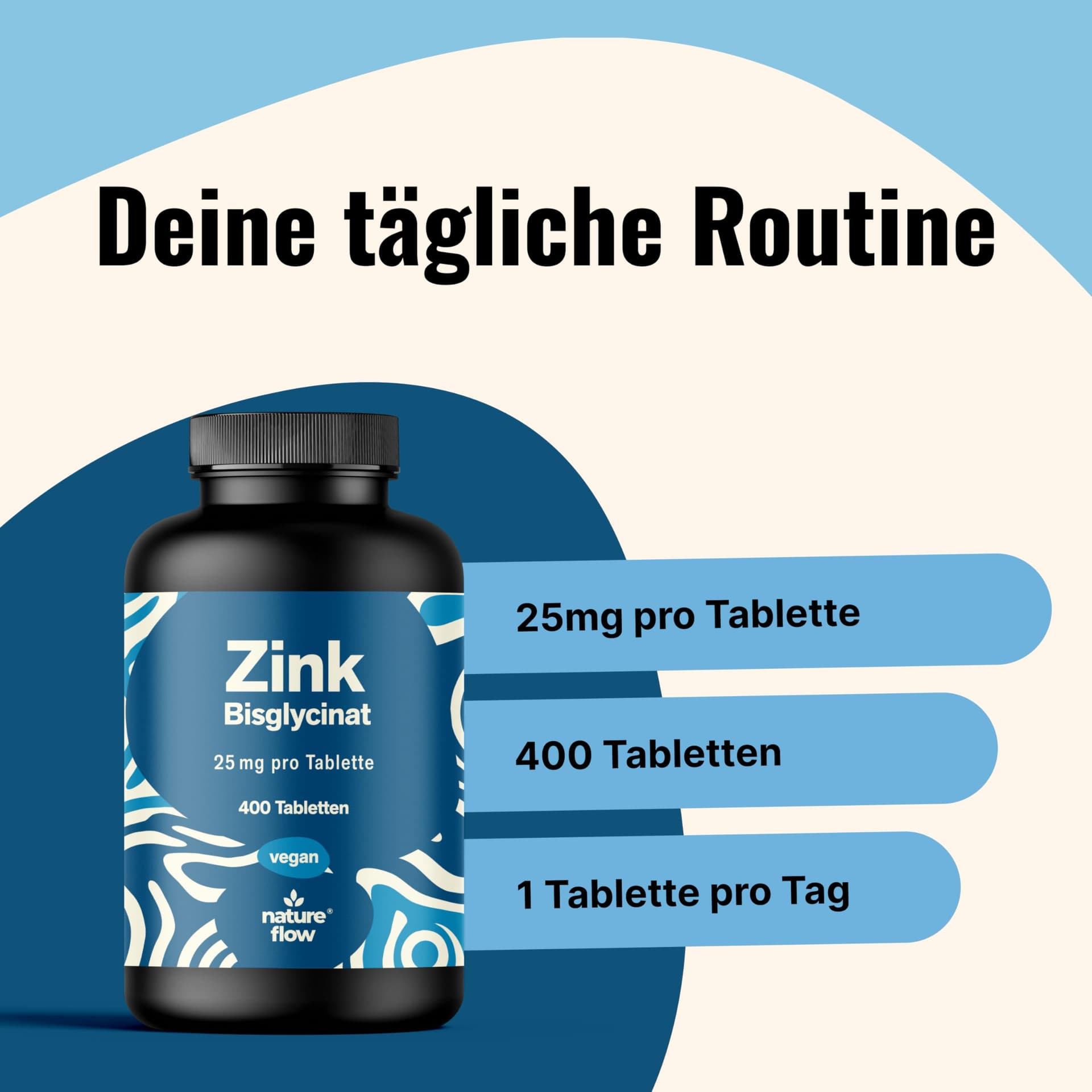 Nature Flow Zink Tabletten hochdosiert 25mg - 400 Tabletten – Bild 3