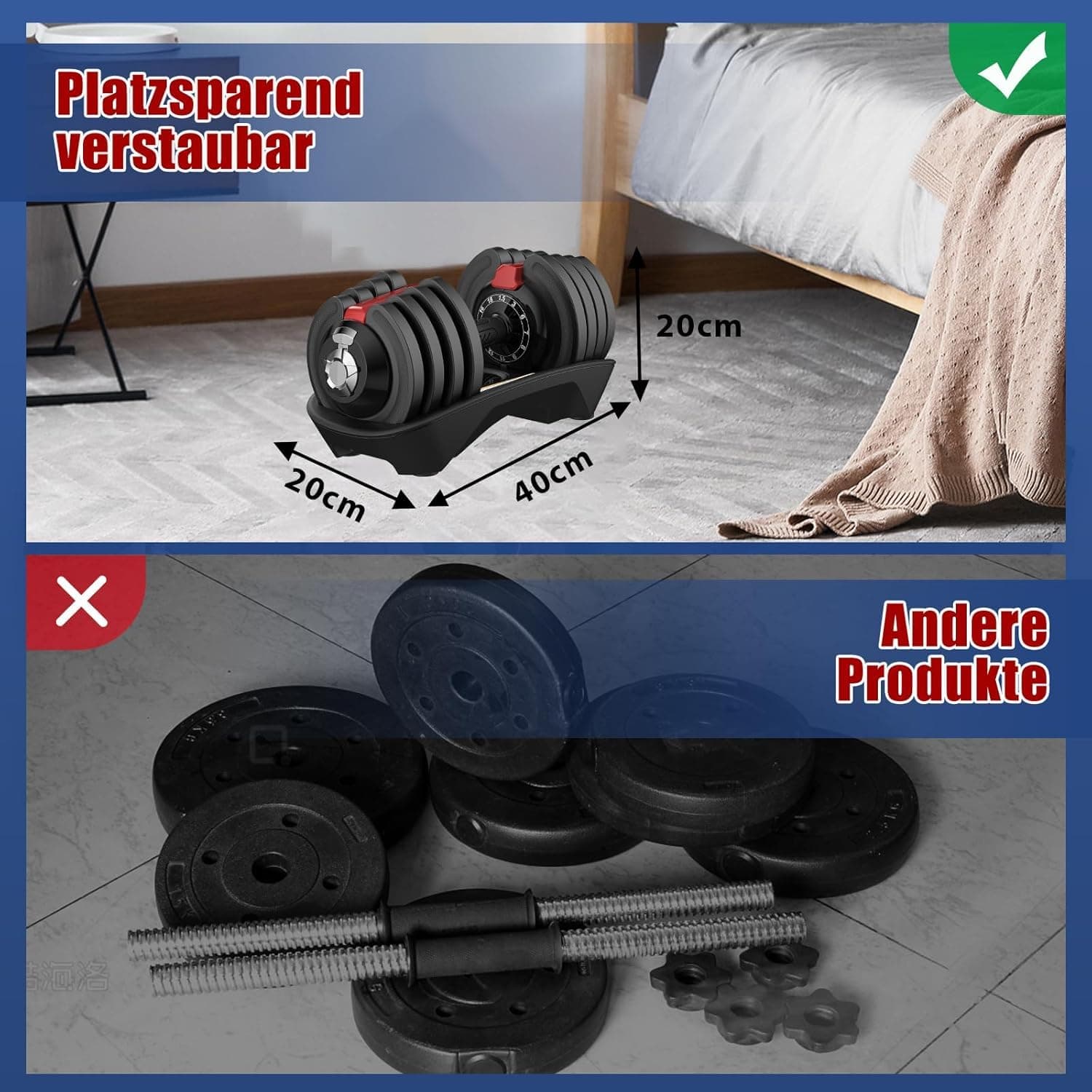 DH FitLife Verstellbare Kurzhantel 18/24 kg – Bild 4