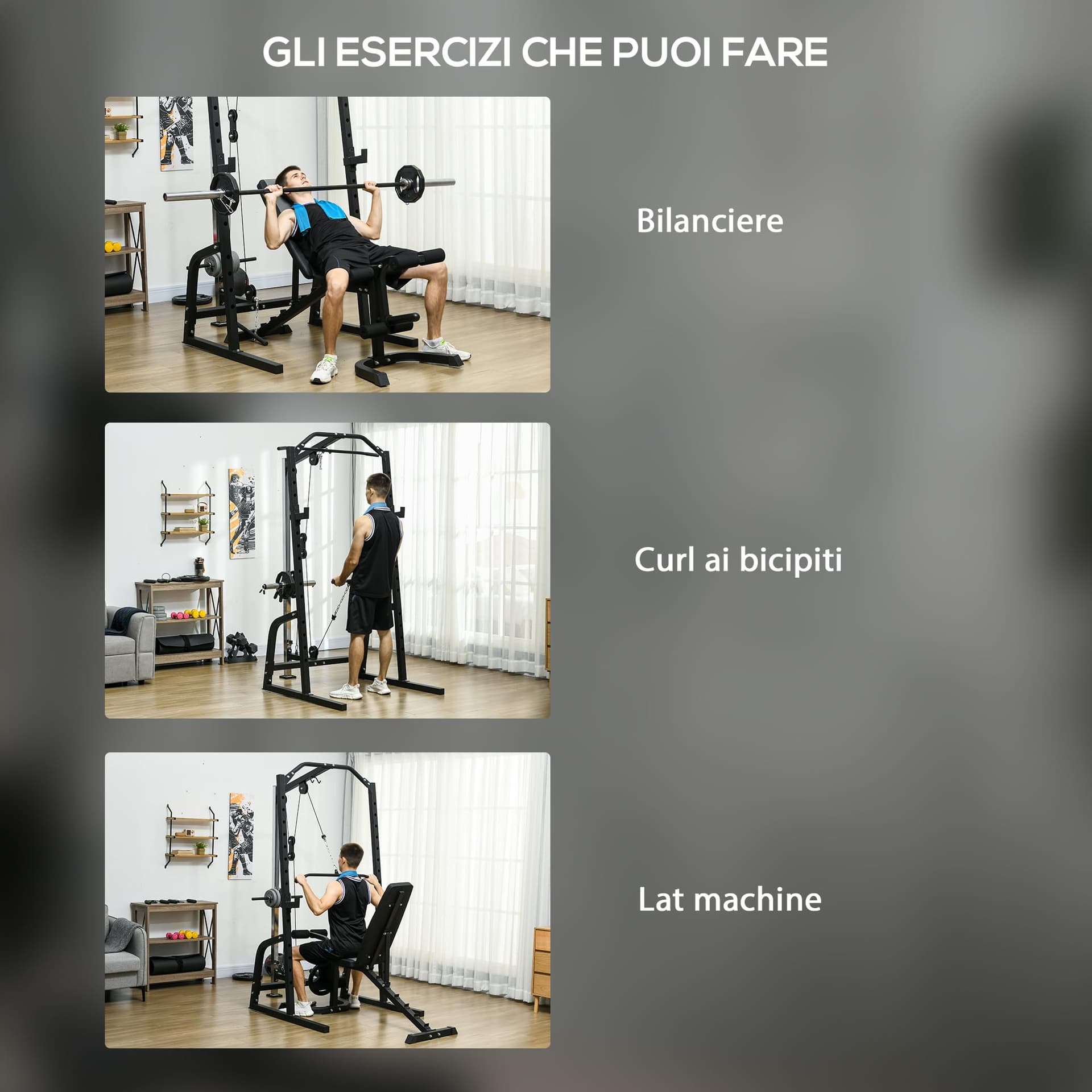 SPORTNOW Stazione Fitness Multifunzione con Panca per – Bild 3