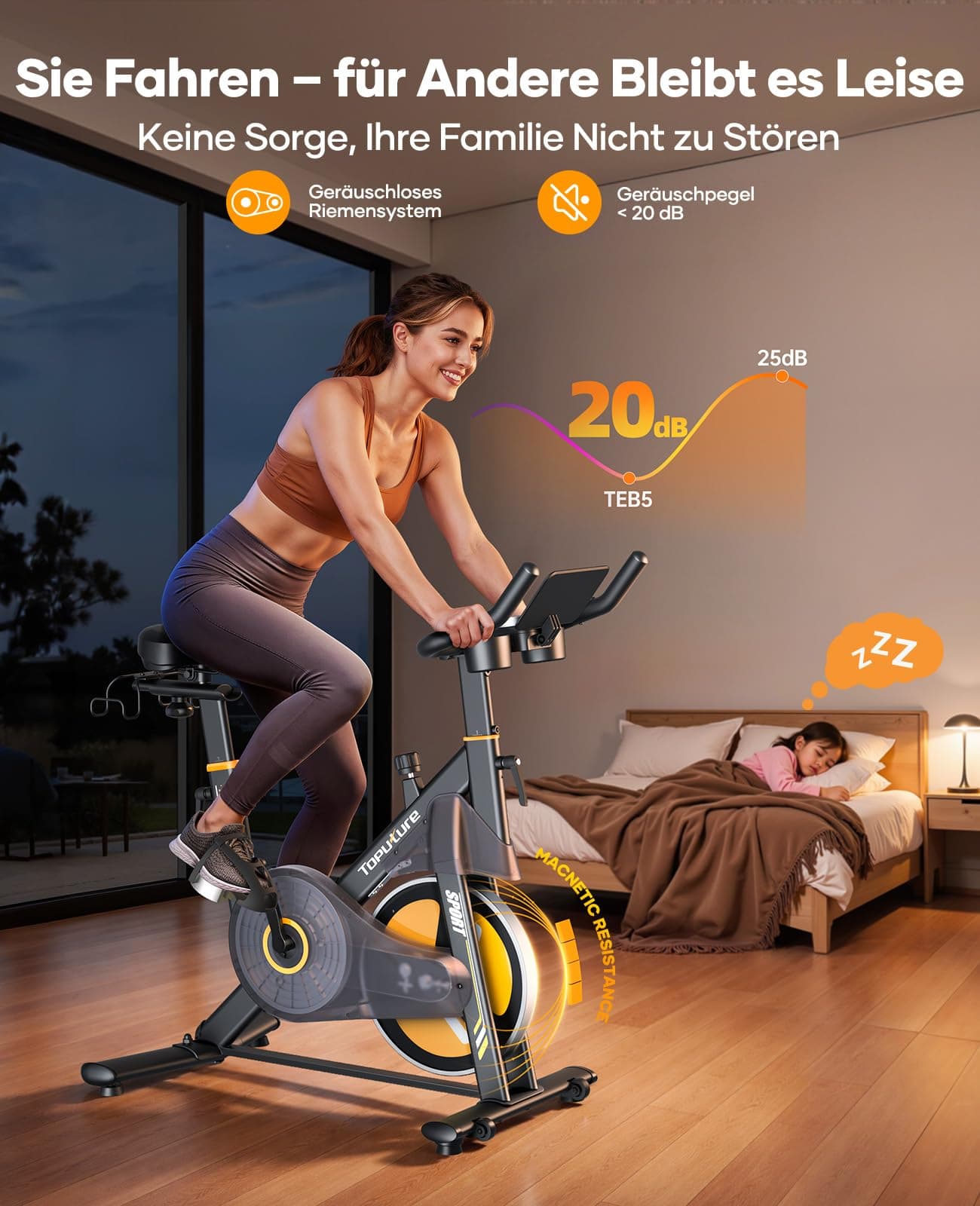 Toputure Neu Heimtrainer Fahrrad mit Elektr. – Bild 7