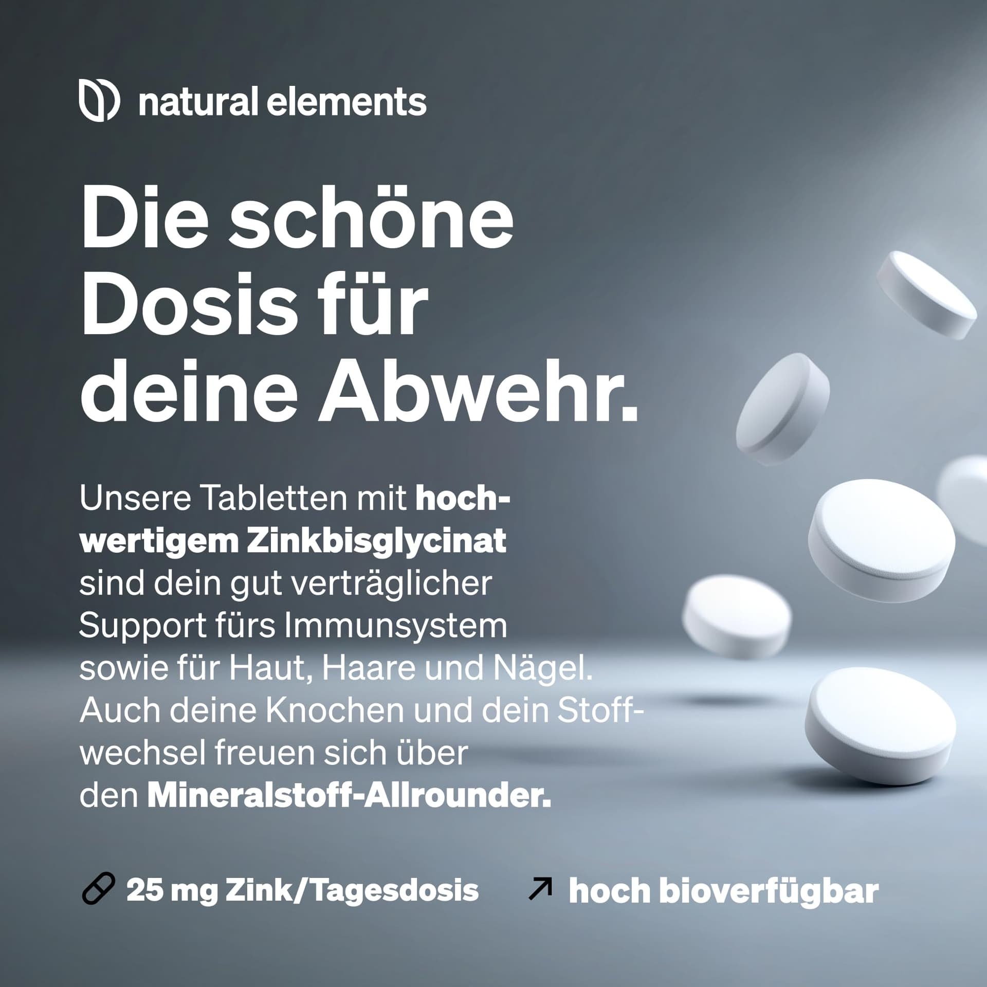 Natural Elements Zink 25mg – 365 Tabletten – Bild 3