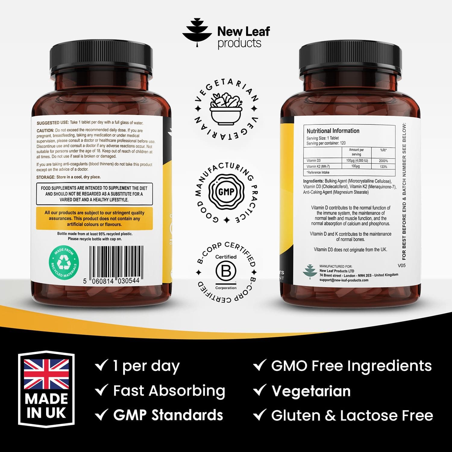 NEW LEAF PRODUCTS Vitamin D3 K2 – Bild 7