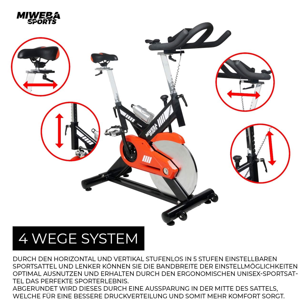 Miweba Sports Profi Indoor Cycling Bike MS400 | 22 Kg – Bild 8