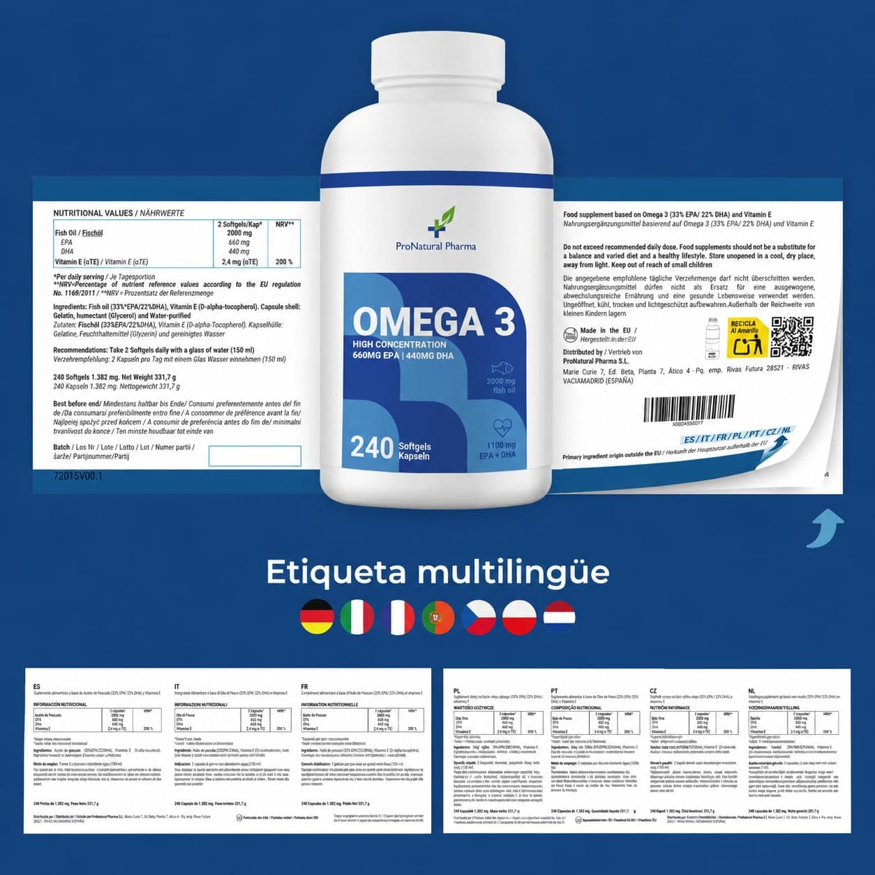 ProNatural Pharma Omega 3 2000 mg ProNatural Pharma | 240 Kapseln – Bild 2