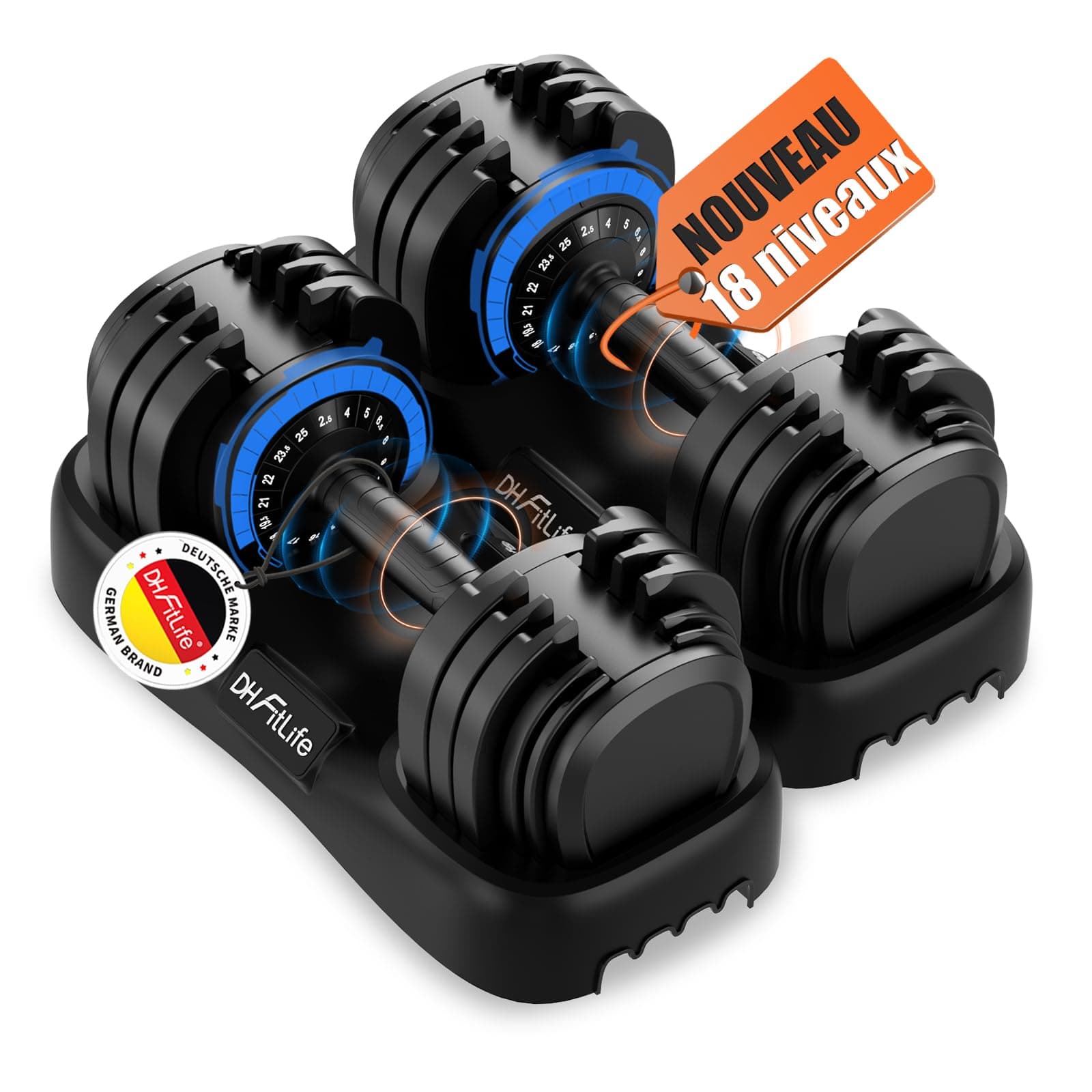 DH FitLife DH FitLife 2026 Neu Hantel Set – Verstellbare Kurzhanteln 2,5 bis 25 KG