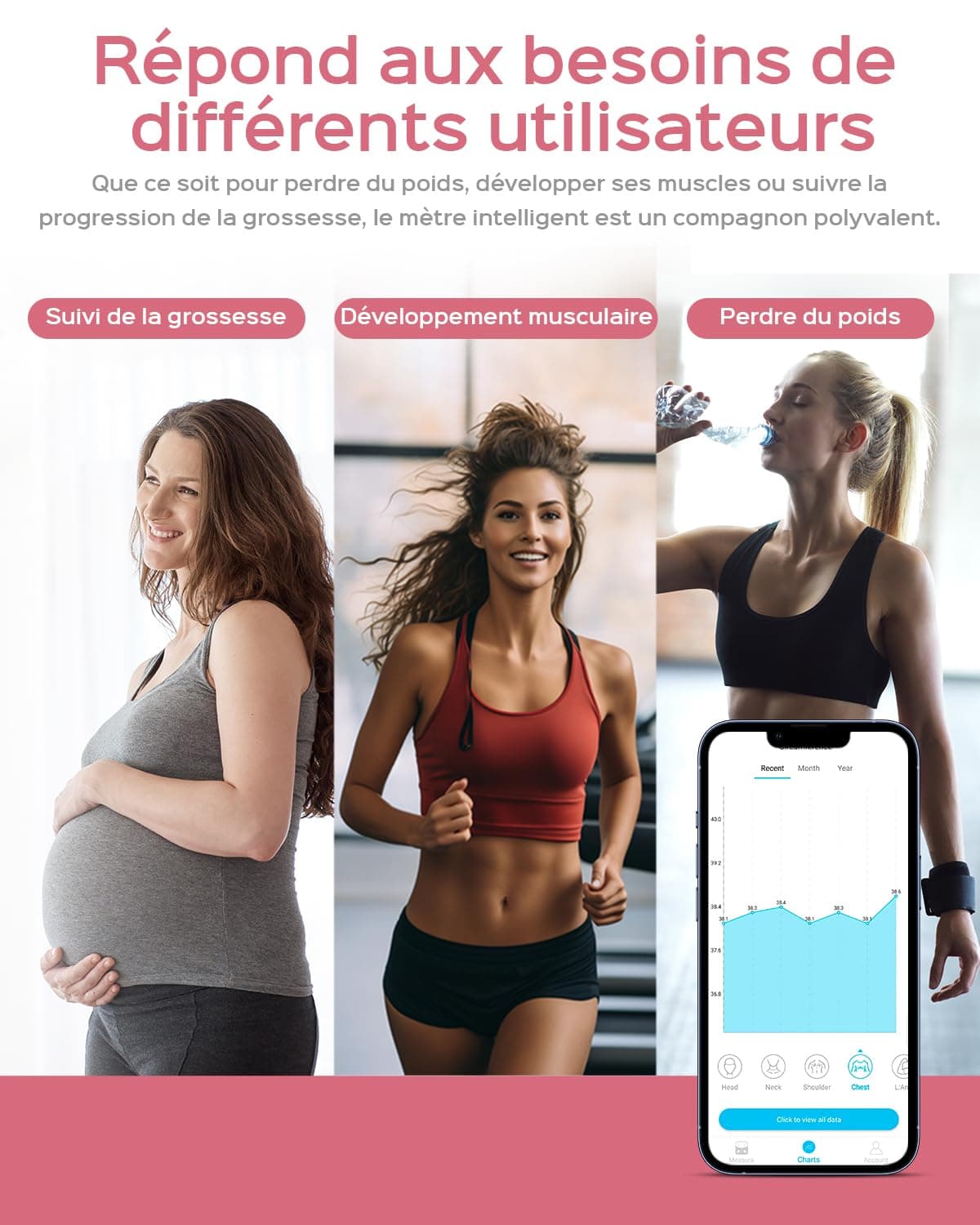 Tychesy Mètre Ruban Corps Rétractable Connecté avec – Bild 5
