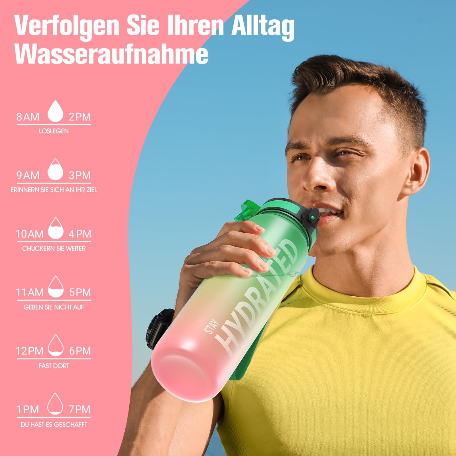 Sahara Sailor Trinkflasche, Sport Trinkflasche, [BPA-frei Tritan] 1L – Bild 6