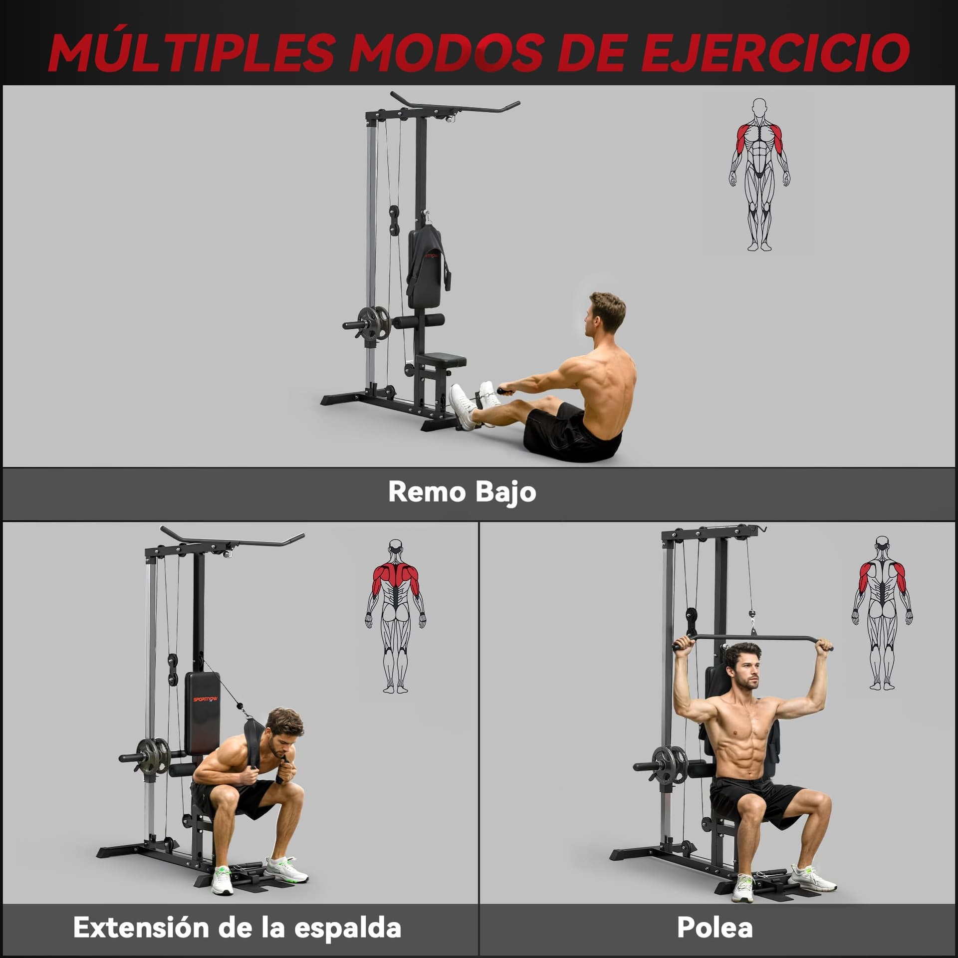 SPORTNOW Máquina Polea Alta y Baja – Bild 3