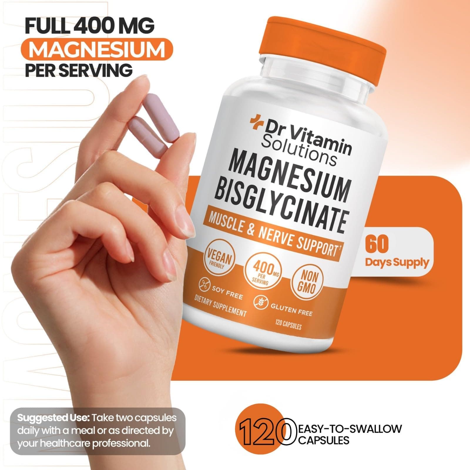 DR VITAMIN SOLUTIONS Magnesium Glycinate 400mg (Buffered Magnesium Bisglycinate – Bild 3