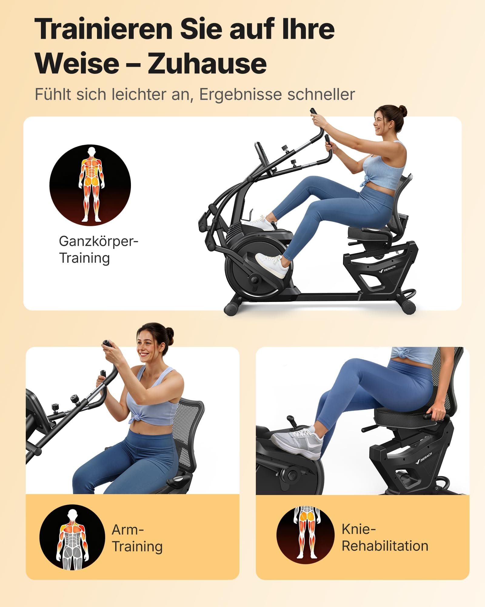 MERACH Liegeergometer für Zuhause mit 8 verstellbaren – Bild 6