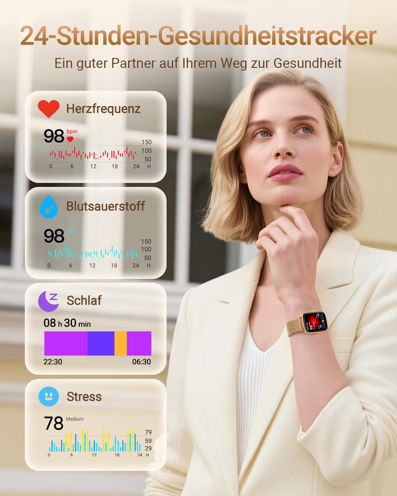 Fitpolo Smartwatch Damen Herren mit Telefonfunktion – Bild 3