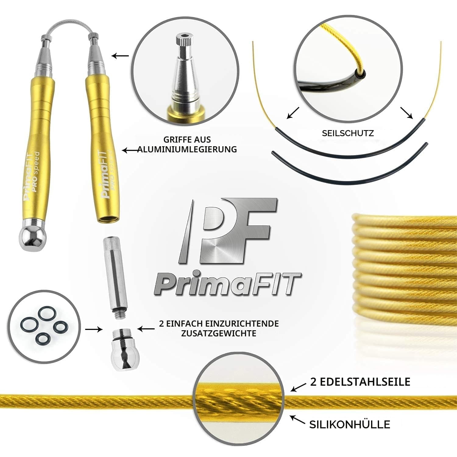 PrimaFIT Springseil Erwachsene Fitness Pro Speed Jump Rope – Bild 4