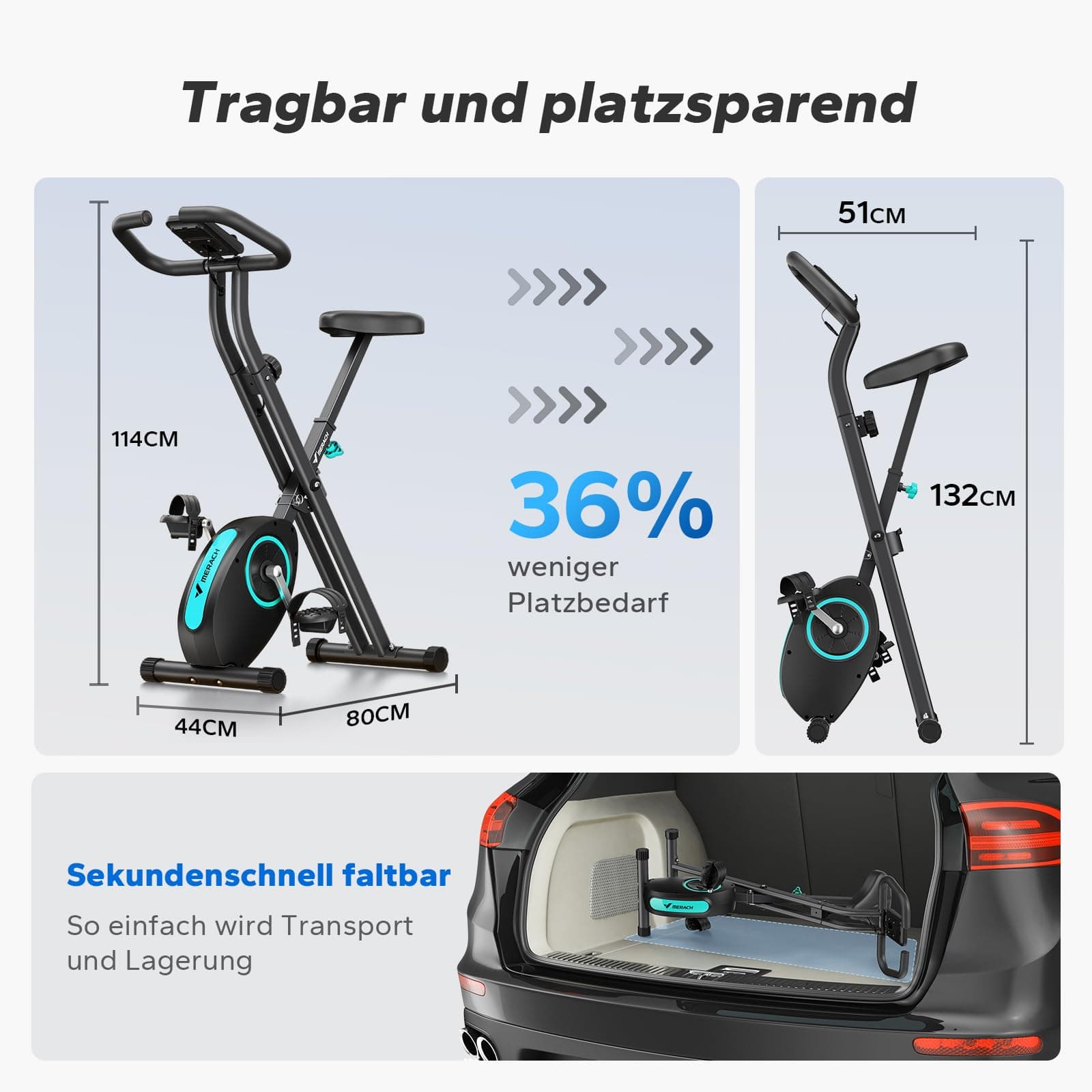 MERACH Heimtrainer Fahrrad Klappbar – Bild 6