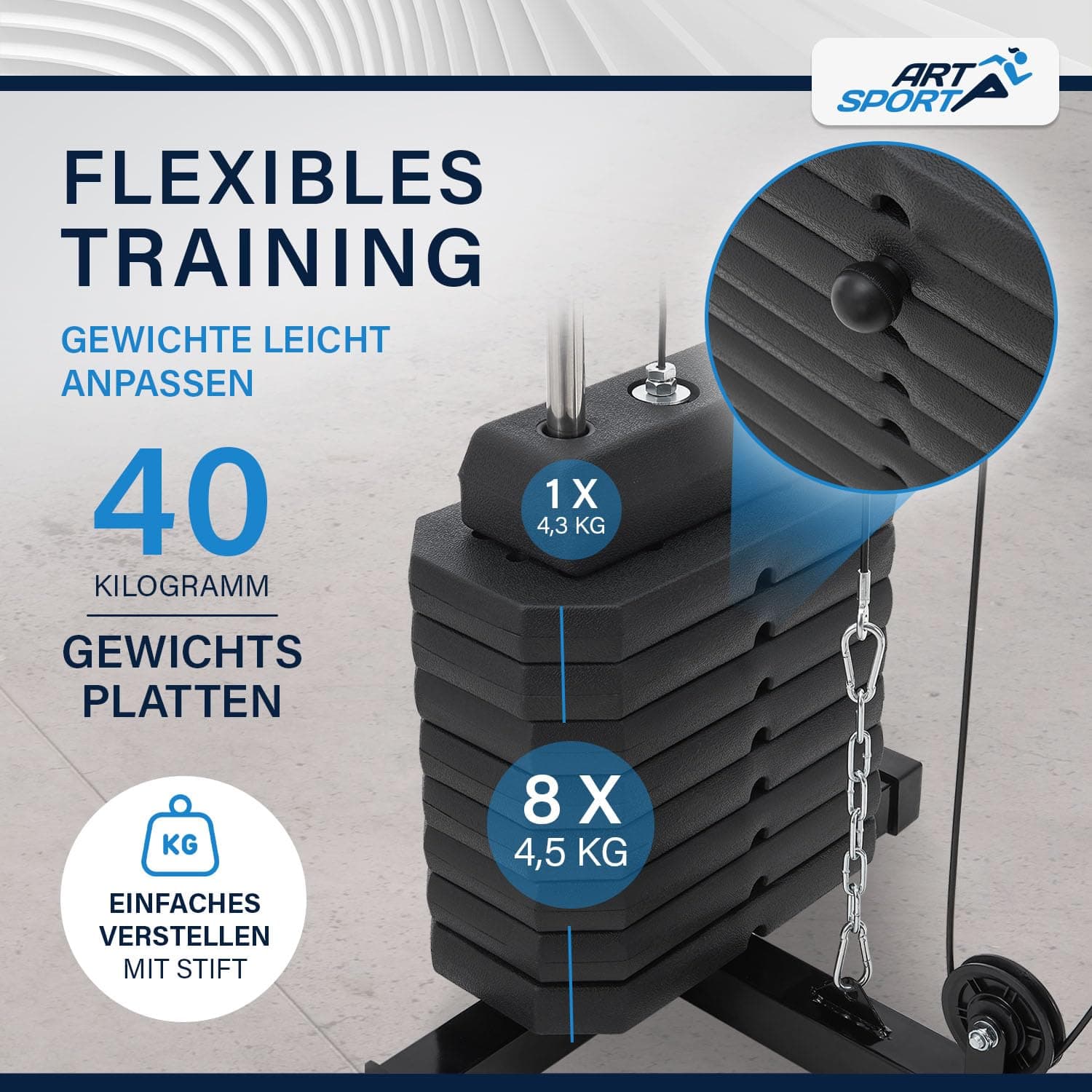 ArtSport Kraftstation ProfiGym 2000 mit Latzug- & – Bild 6