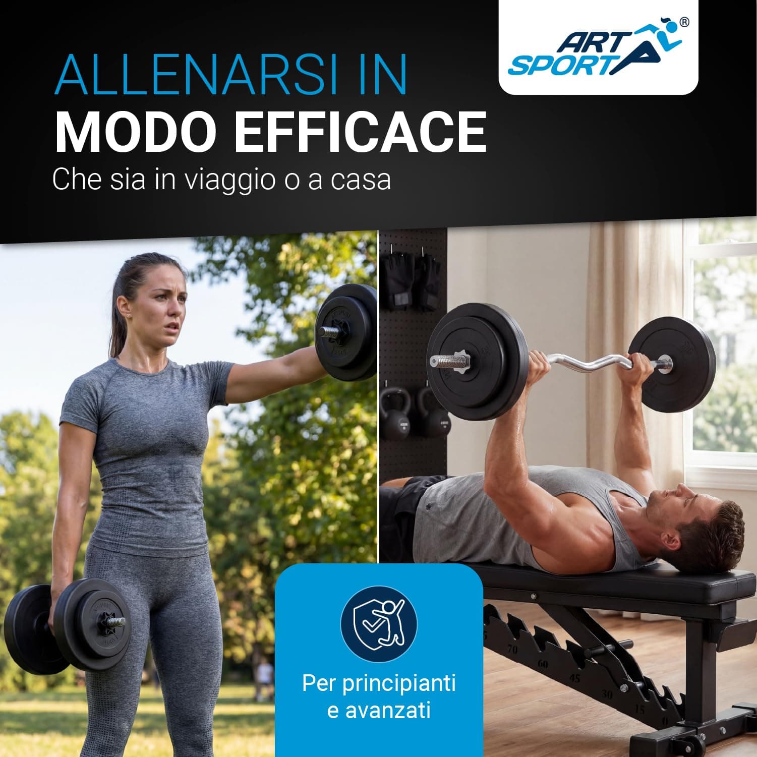 ArtSport set di manubri corti 3in1 con 2 manubri – Bild 7