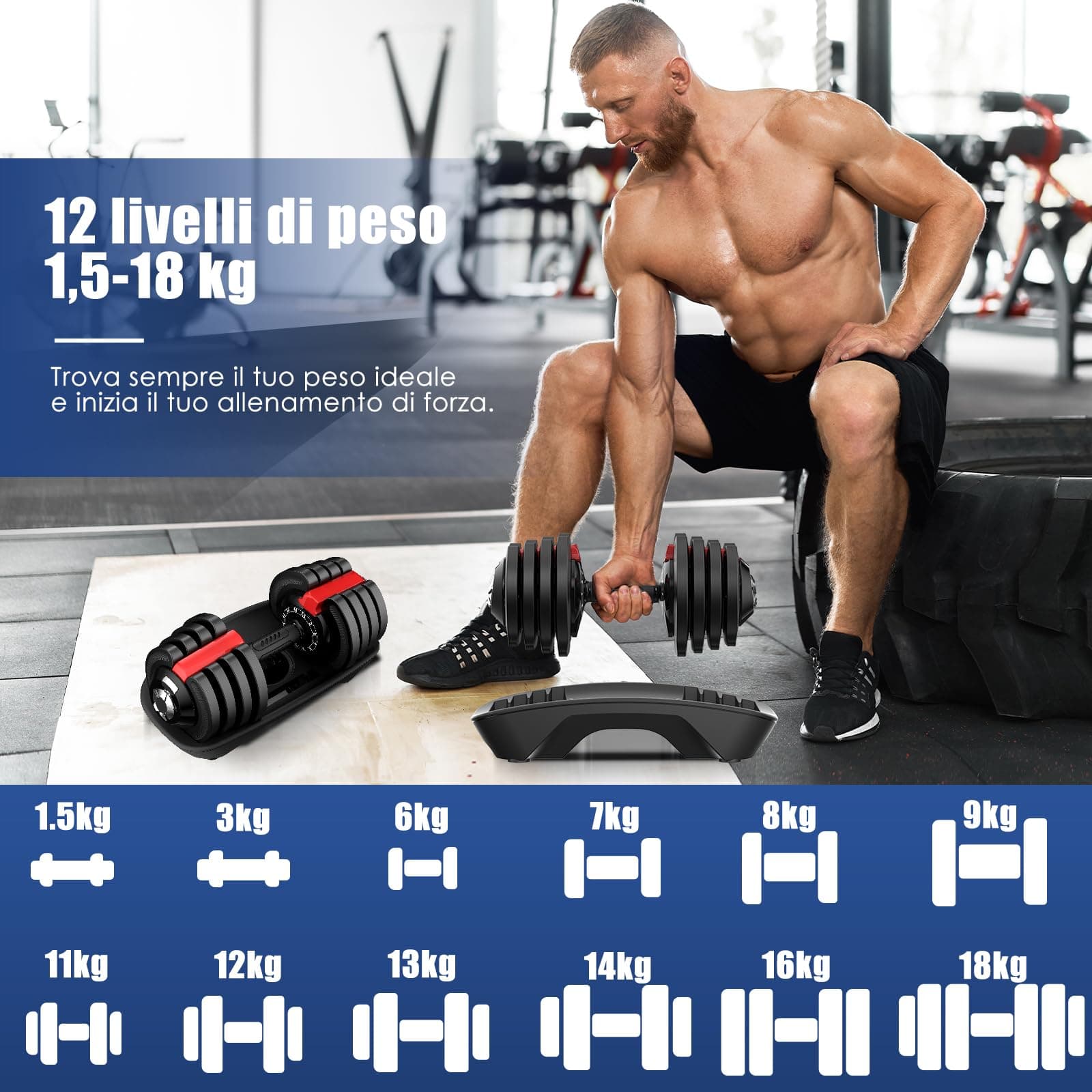 DH FitLife Verstellbare Kurzhantel 18/24 kg – Bild 3