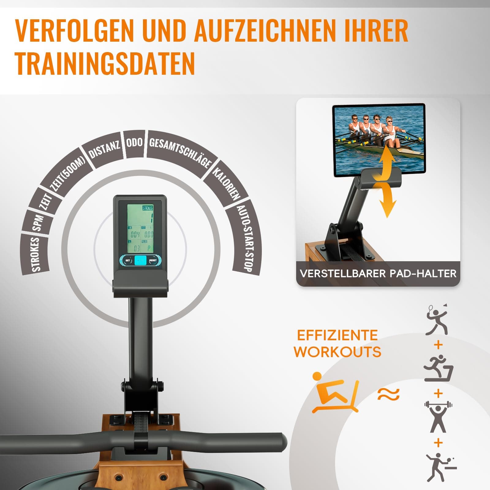 Advamsoler [2026 Neu] Advamsoler Wasser Rudergerät aus Massivholz – Bild 3