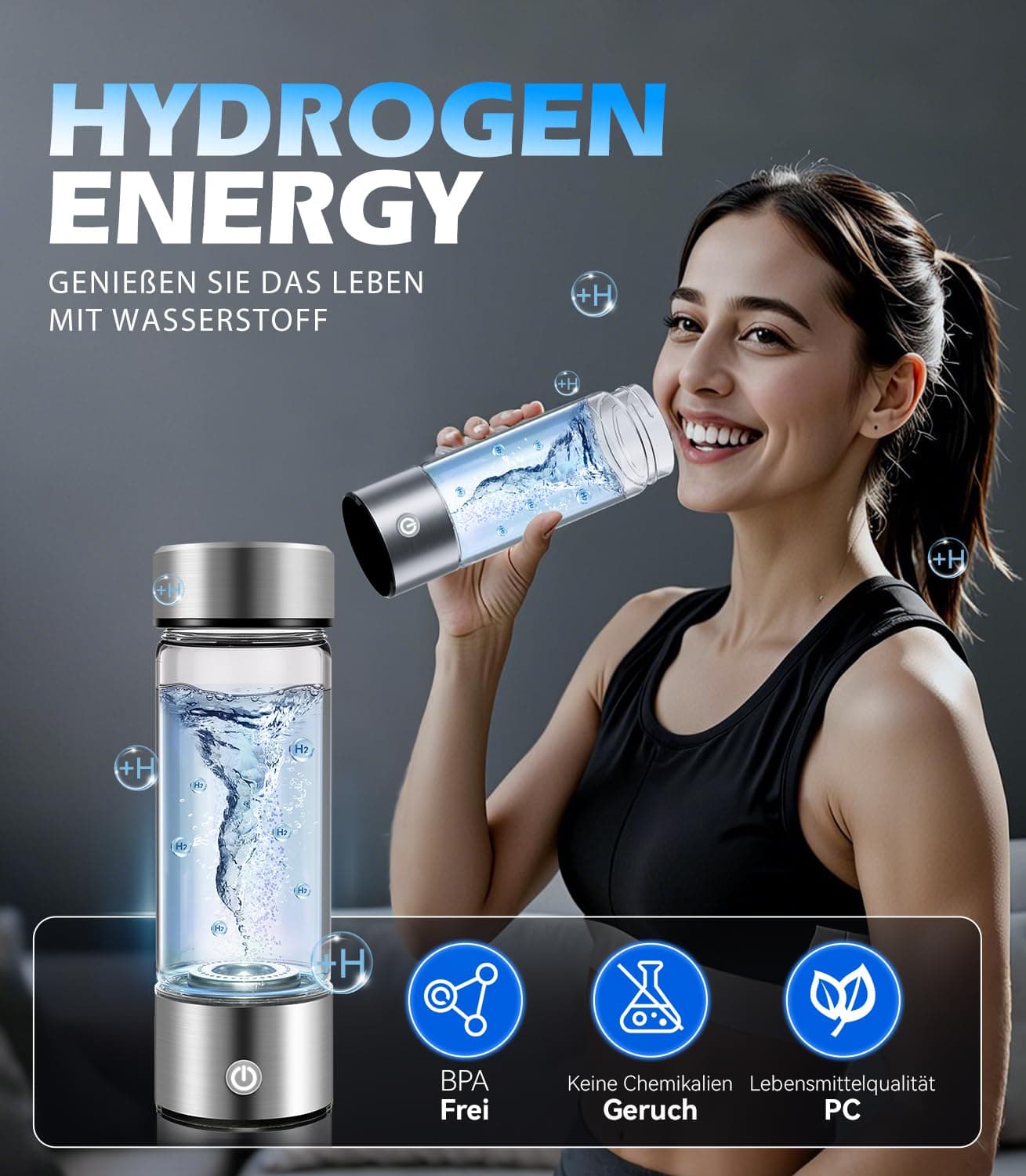 Lozltx Wasserstoff Wasserflasche【24h Stabile H₂-Aktivität】 – Bild 4